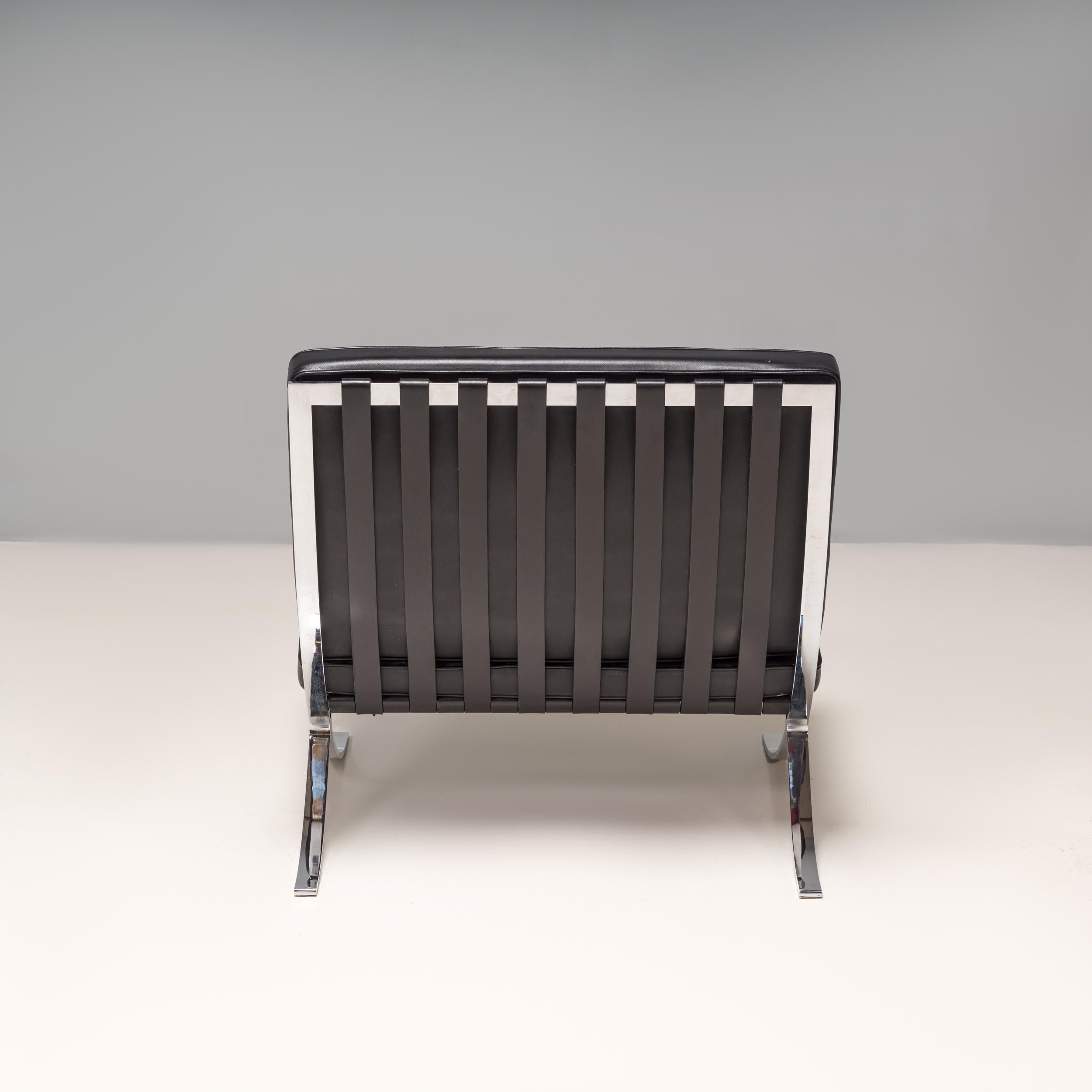 Italian Knoll Black Leather Barcelona Armchair Ludwig Mies Van der Rohe & Lilly Reich