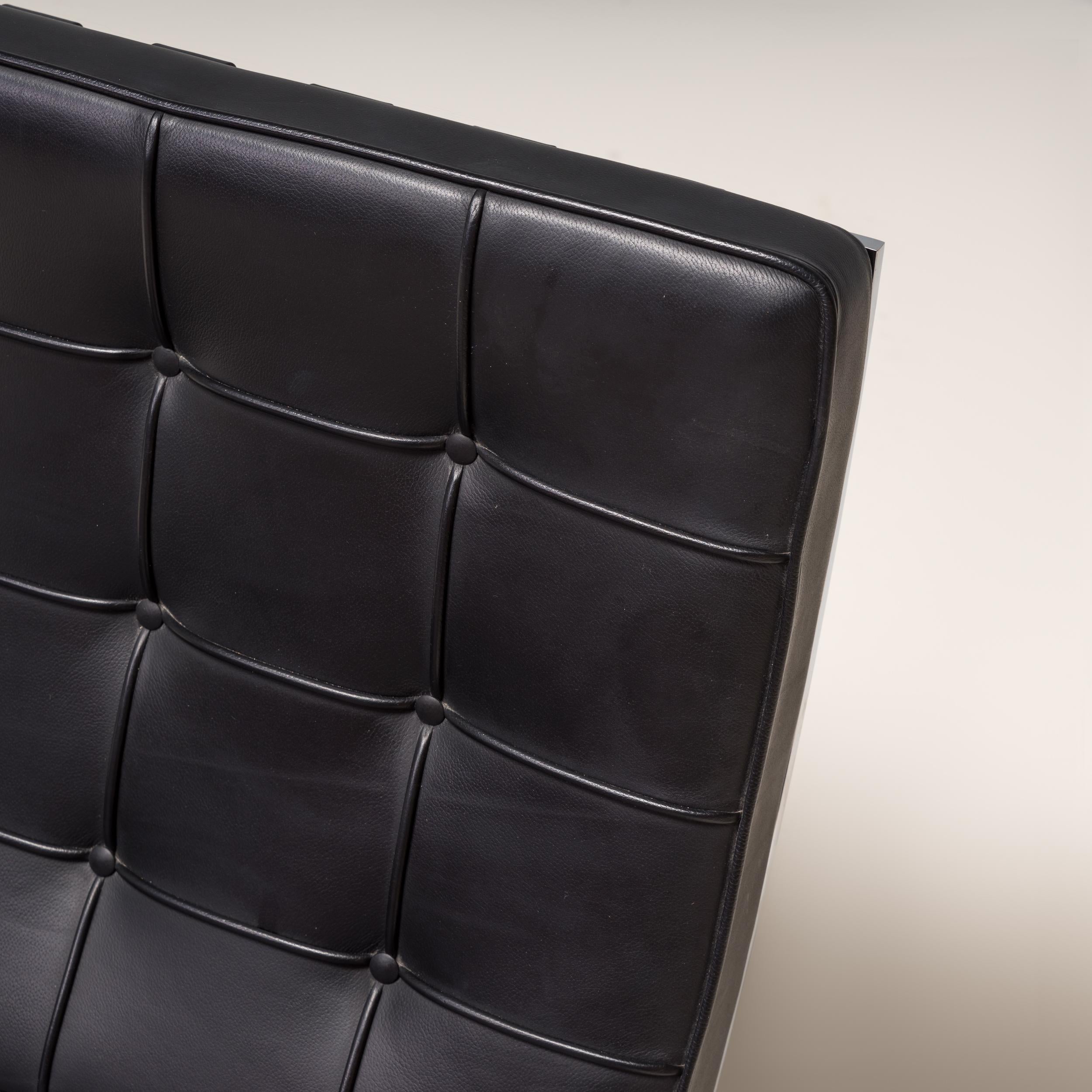 Knoll Black Leather Barcelona Armchair Ludwig Mies Van der Rohe & Lilly Reich 1