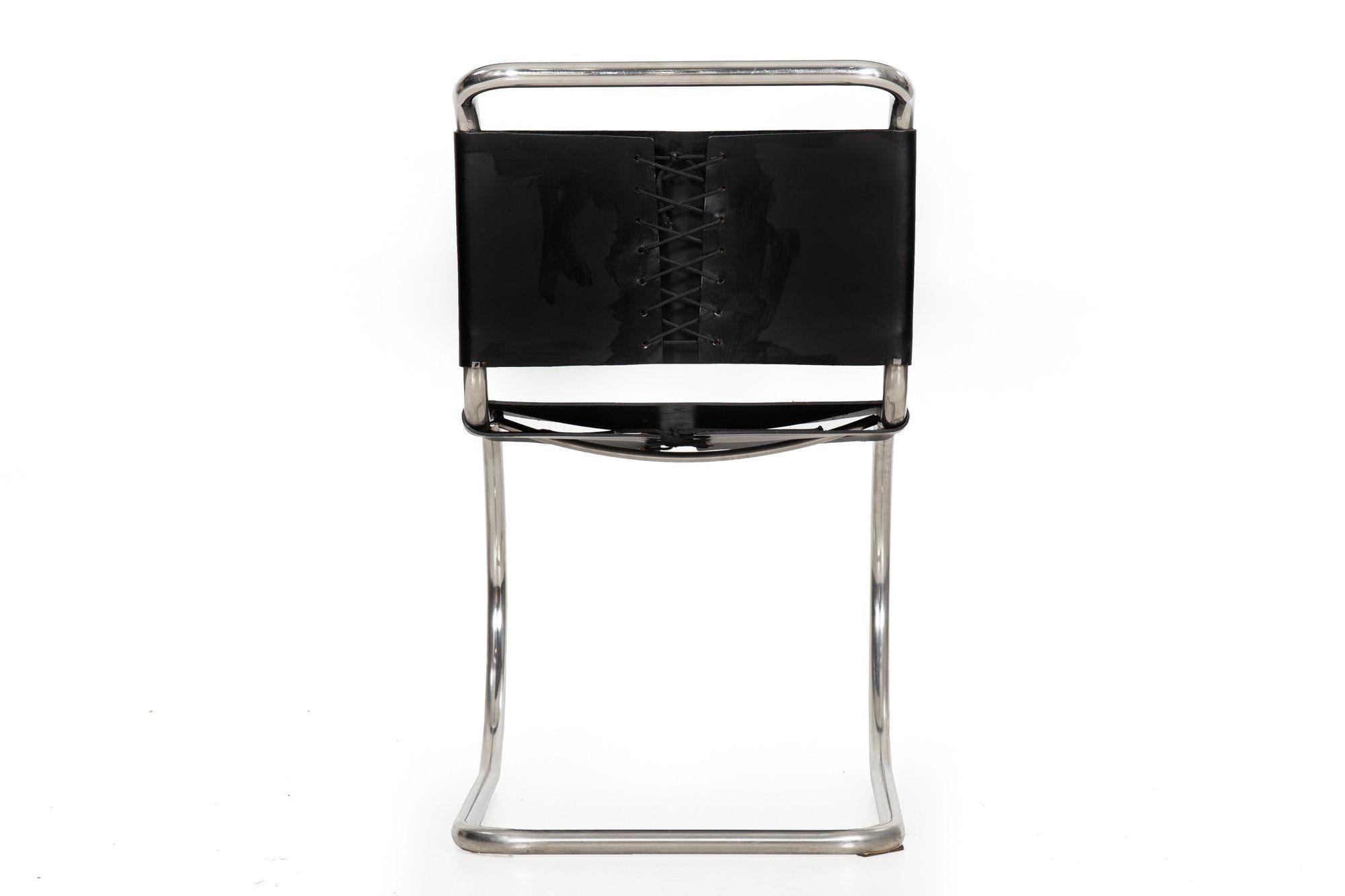 20th Century Ludwig Mies Van Der Rohe MR10 Black Leather Chair