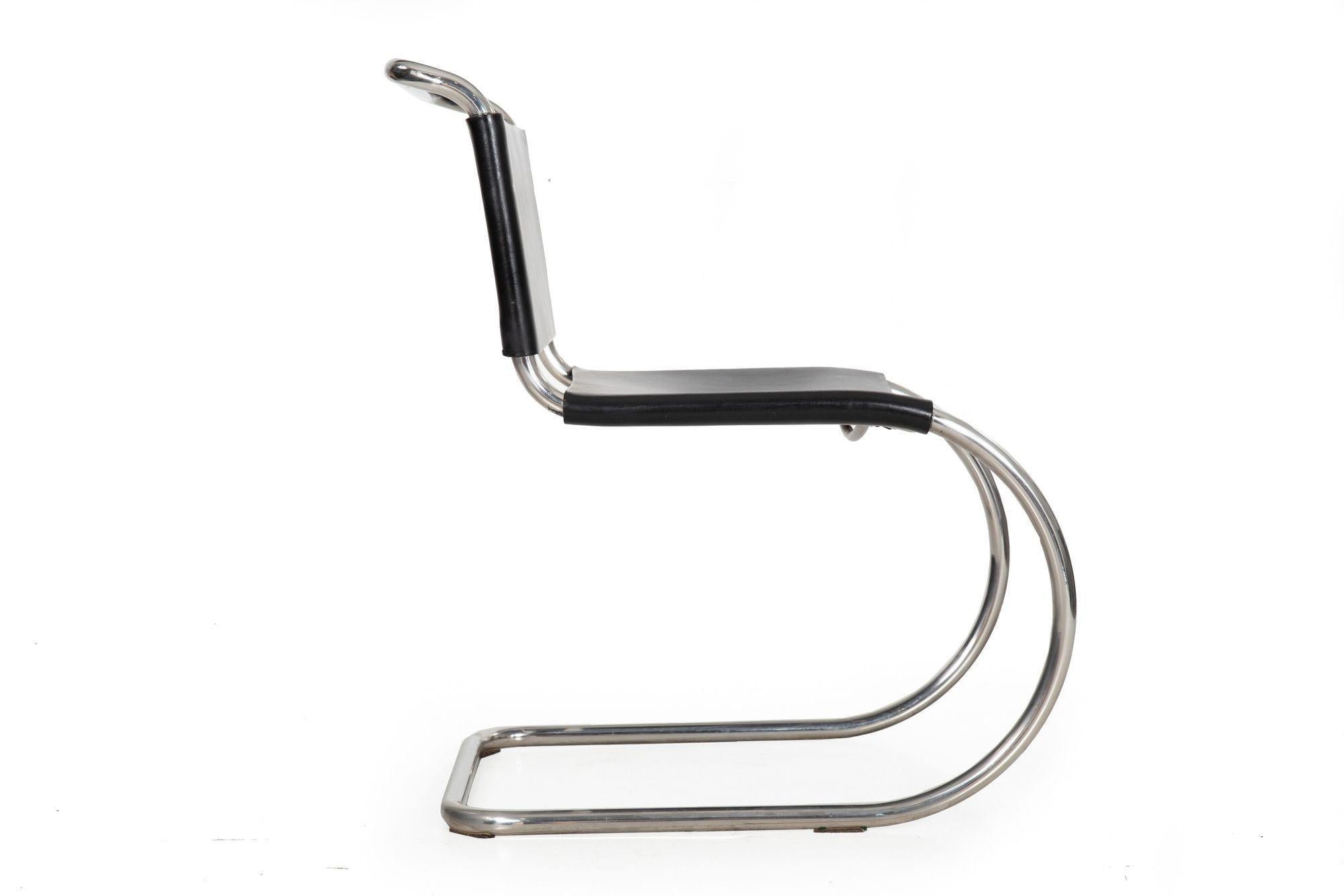 Steel Ludwig Mies Van Der Rohe MR10 Black Leather Chair