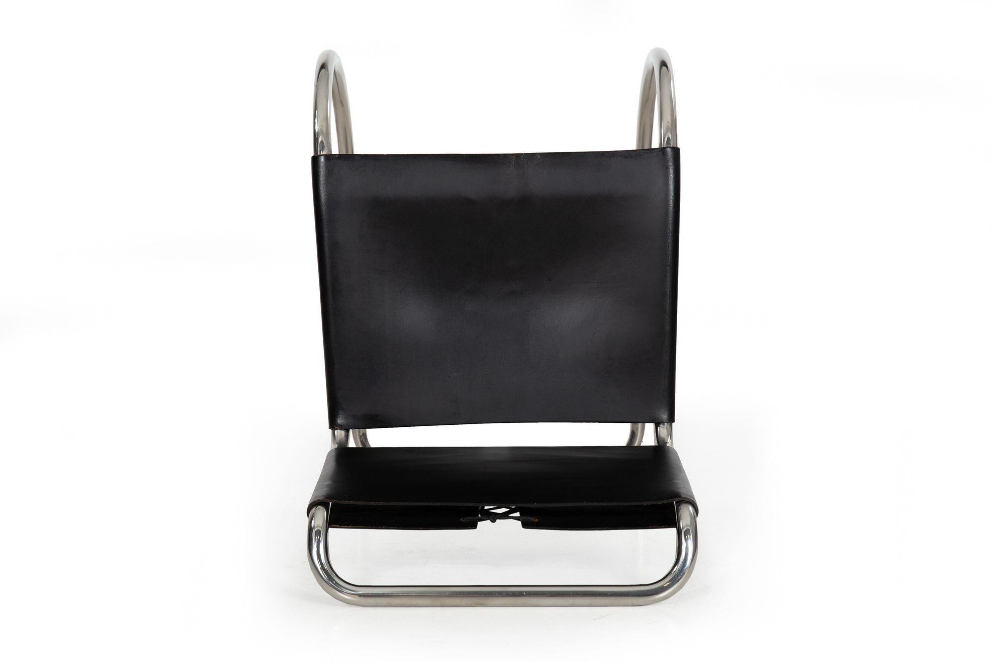 Ludwig Mies Van Der Rohe MR10 Black Leather Chair 1