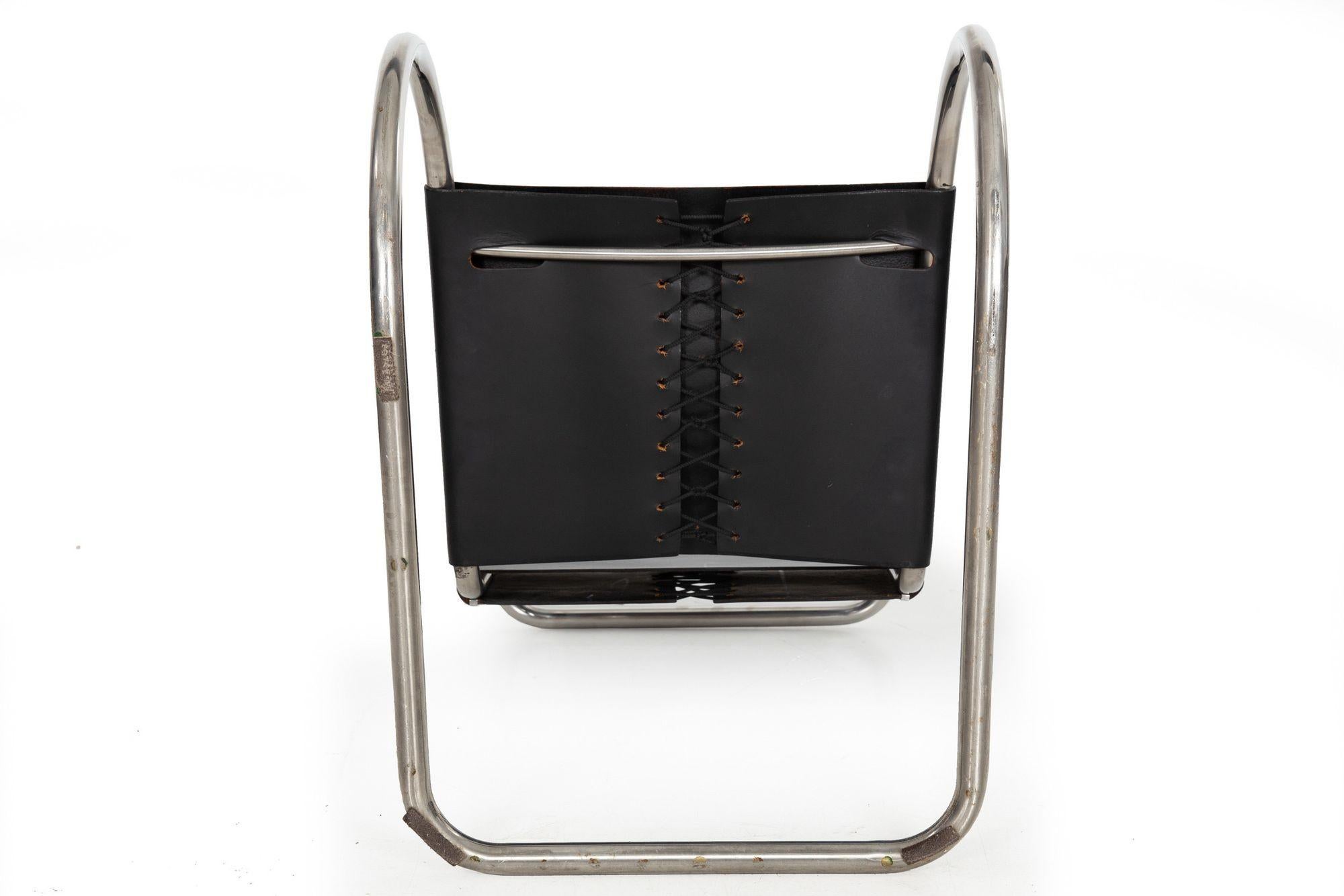 Ludwig Mies Van Der Rohe MR10 Black Leather Chair 2