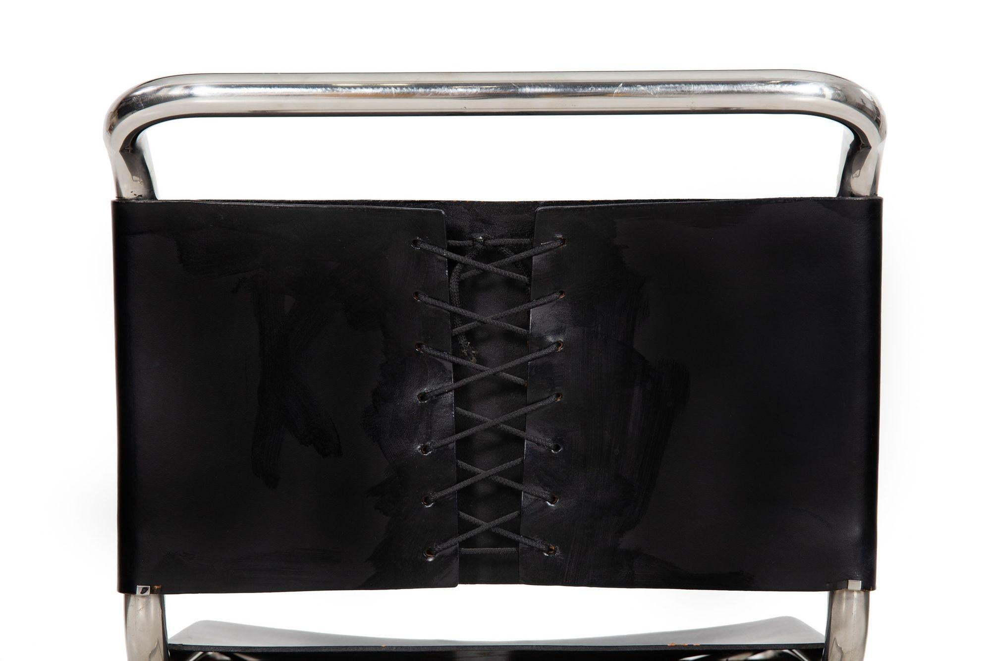 Ludwig Mies Van Der Rohe MR10 Black Leather Chair 3