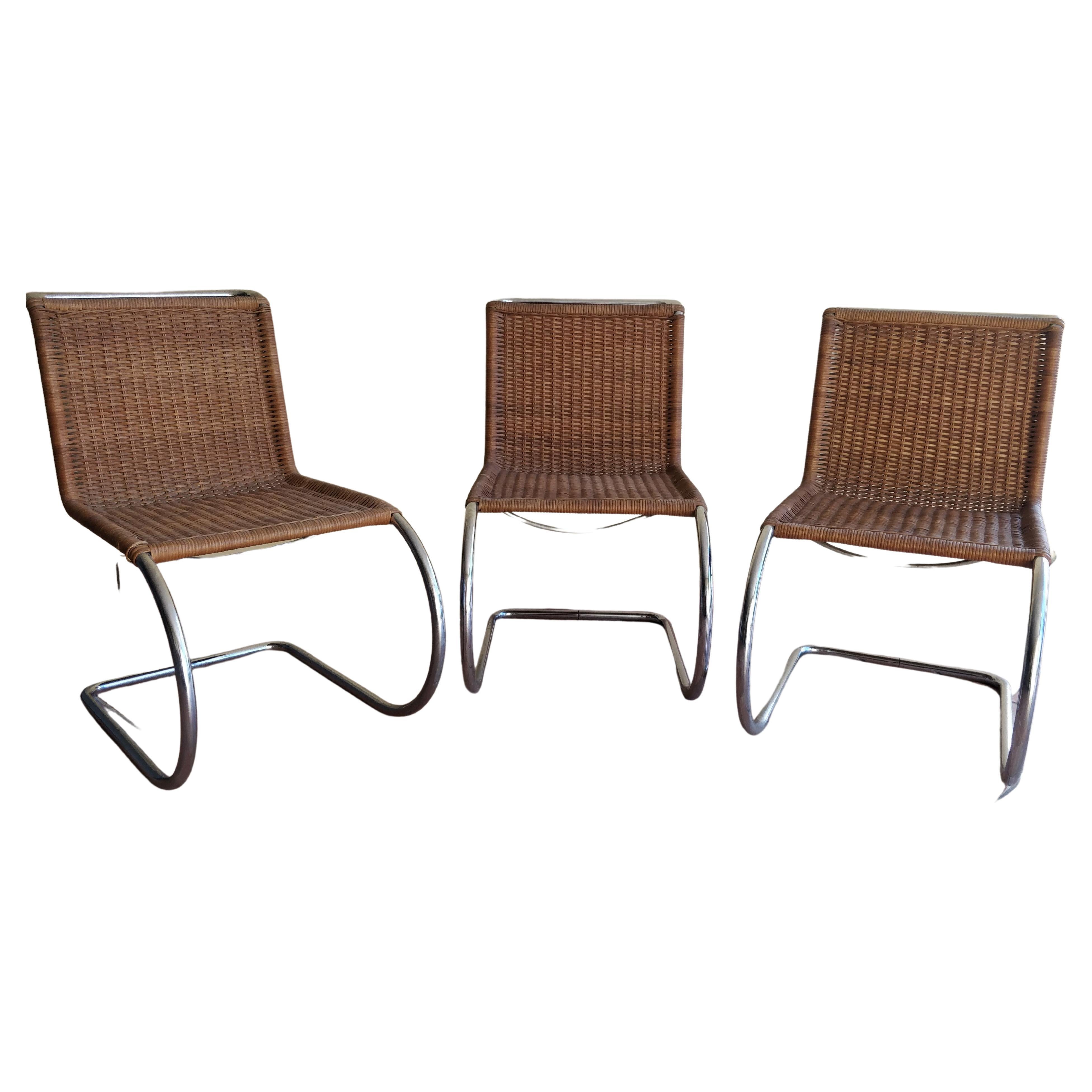 Ludwig Mies van der Rohe "MR10" by Thonet Set 3 Chair For Sale