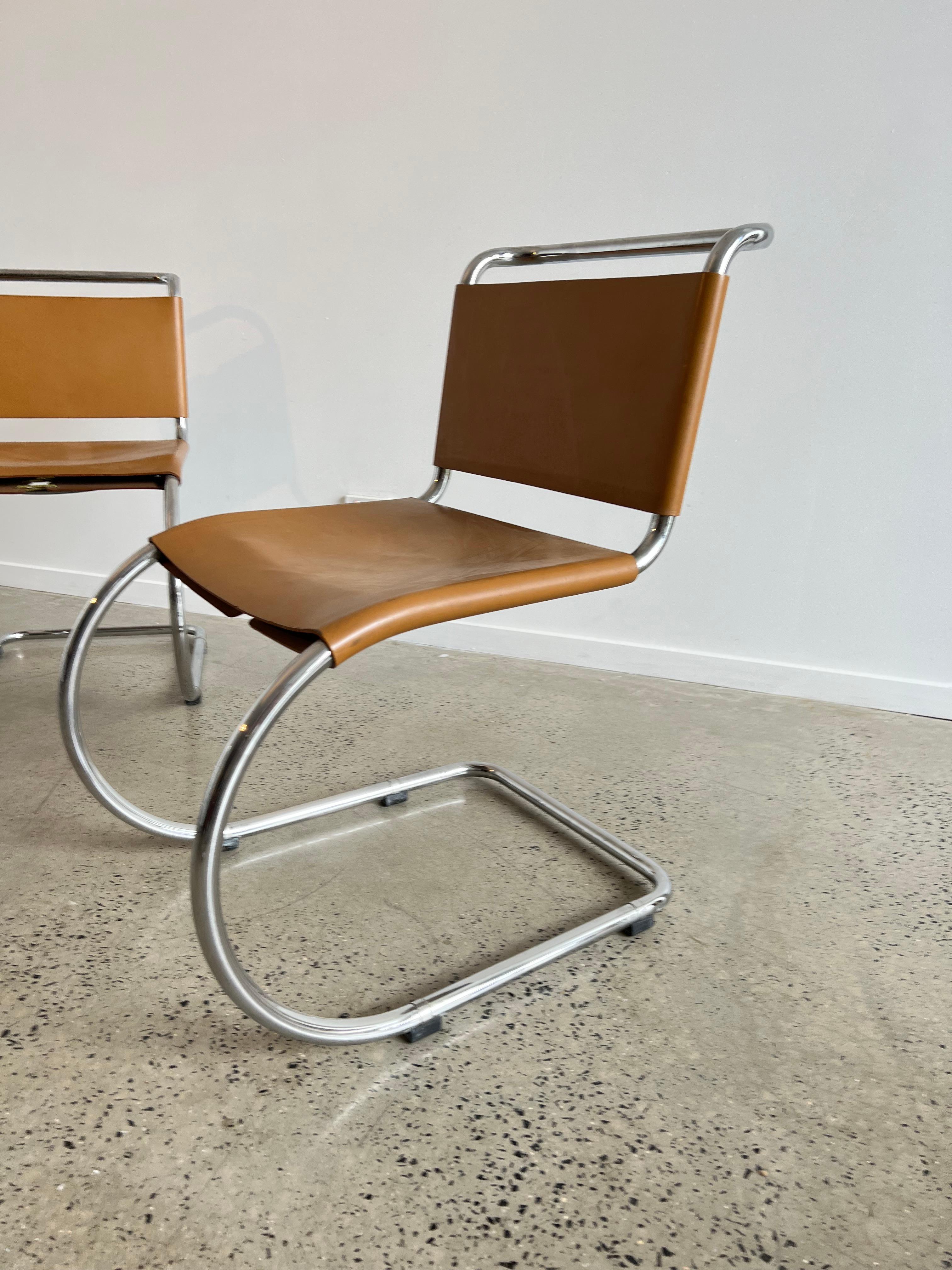 Ludwig Mies Van Der Rohe MR10 Dining Chairs for Knoll International In Good Condition For Sale In Byron Bay, NSW