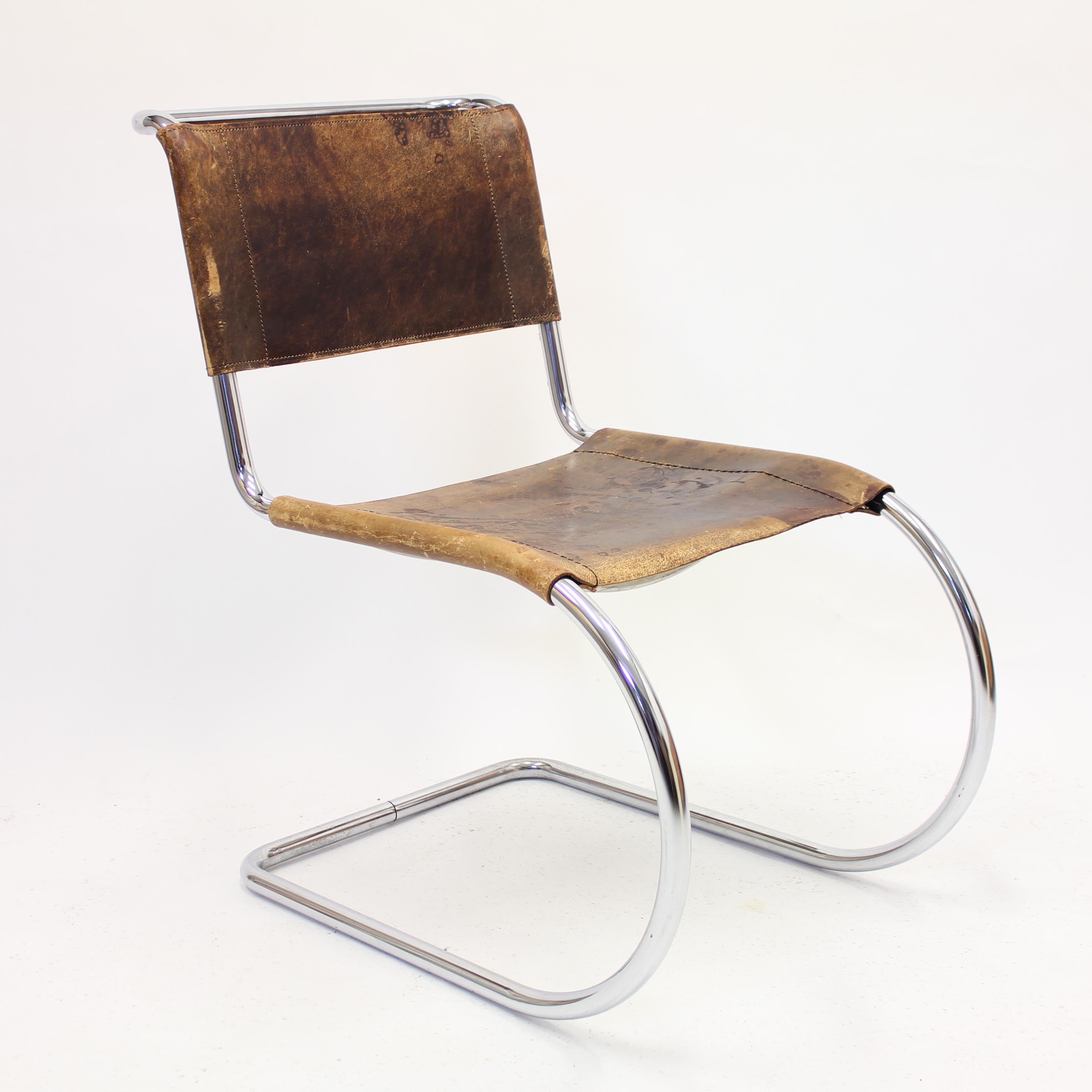 Ludwig Mies van der Rohe's very legendary chair, model MR10 (today renamed S 533), designed in 1927, a few years before he was nominated as the director of the world famous Bauhaus school. The original producer was a German company called Berliner