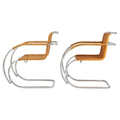 Ludwig Mies Van Der Rohe MR20 Set of 2 VIntage Arm Chairs Wicker