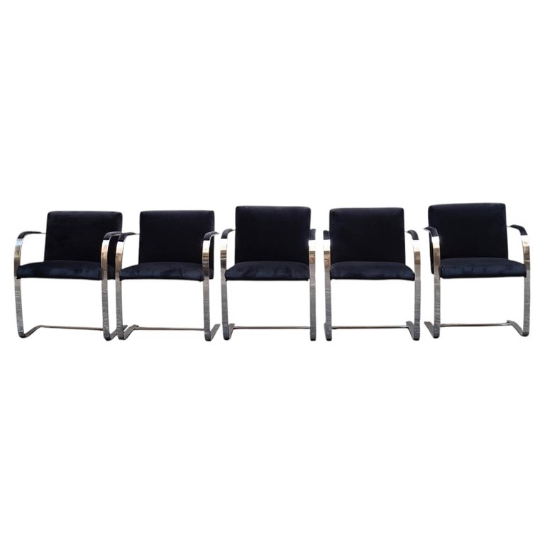 Ludwig Mies van der Rohe for Knoll, Set of 5 "Brno" Chairs, Italy, 1970s