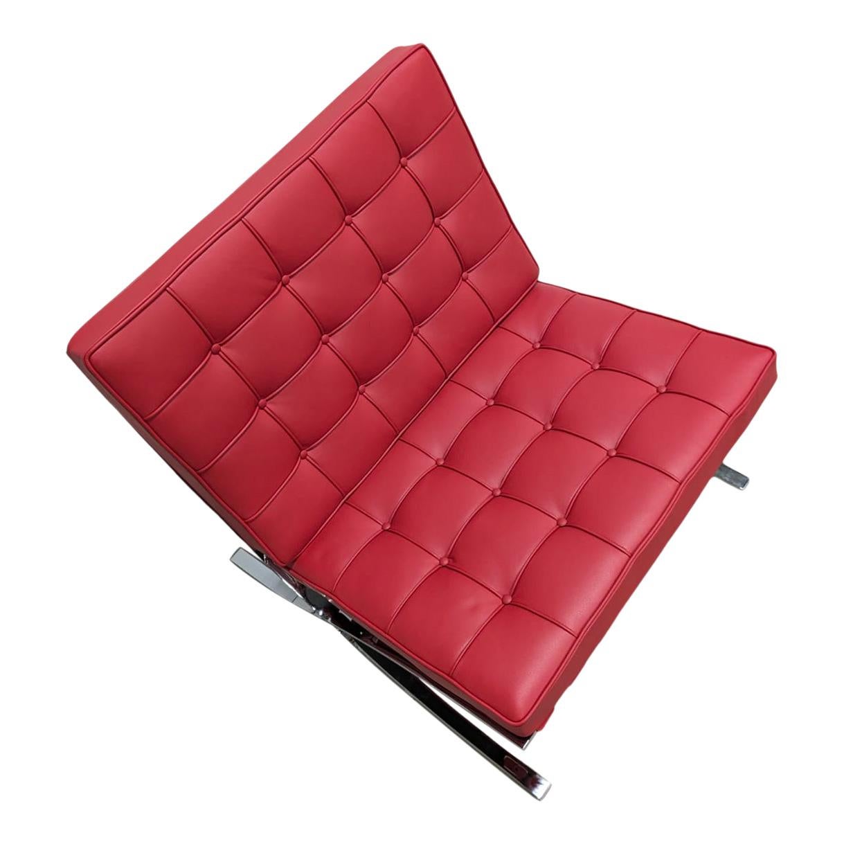Leather Ludwig Mies Van Der Rohe Red Barcelona Lounge Chair for Knoll, 1972, Set of 2 For Sale