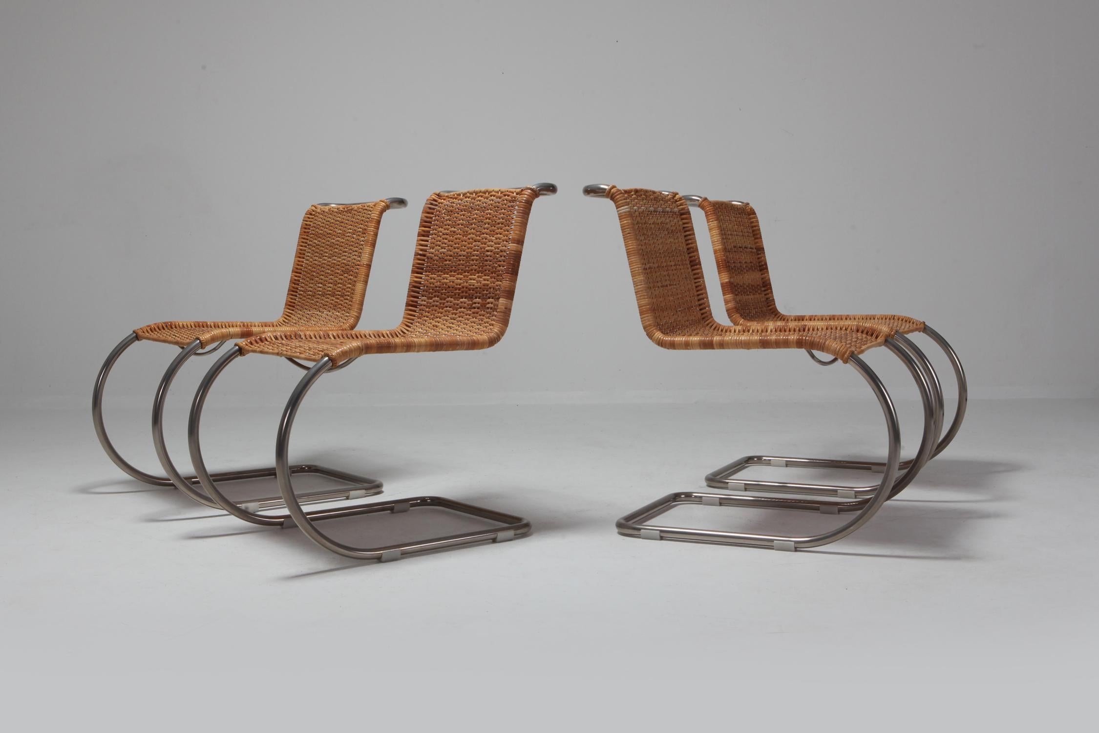 Ludwig Mies van der Rohe Set of Four B42 Weissenhof Chairs by Tecta In Good Condition In Antwerp, BE