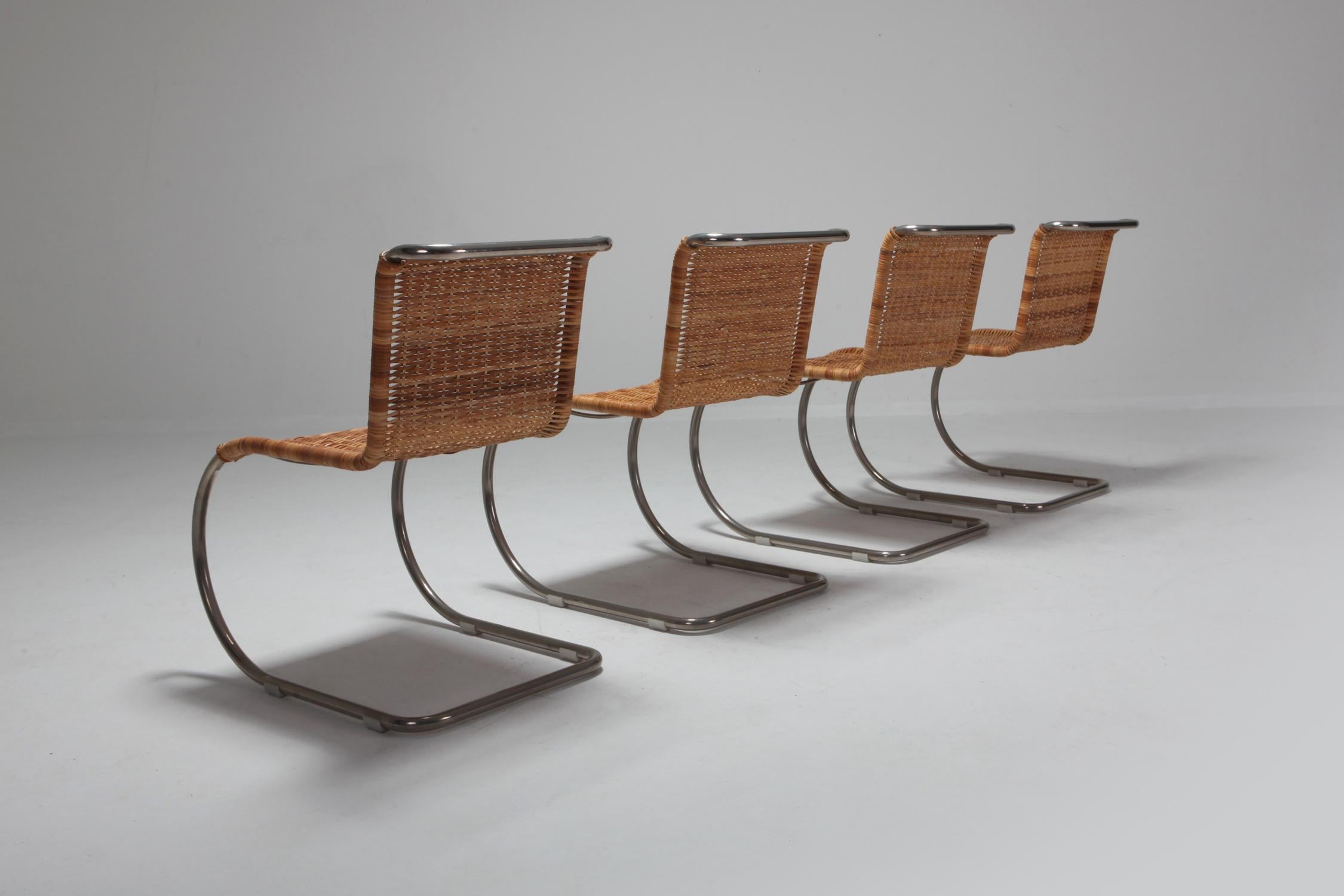 Late 20th Century Ludwig Mies van der Rohe Set of Four B42 Weissenhof Chairs by Tecta