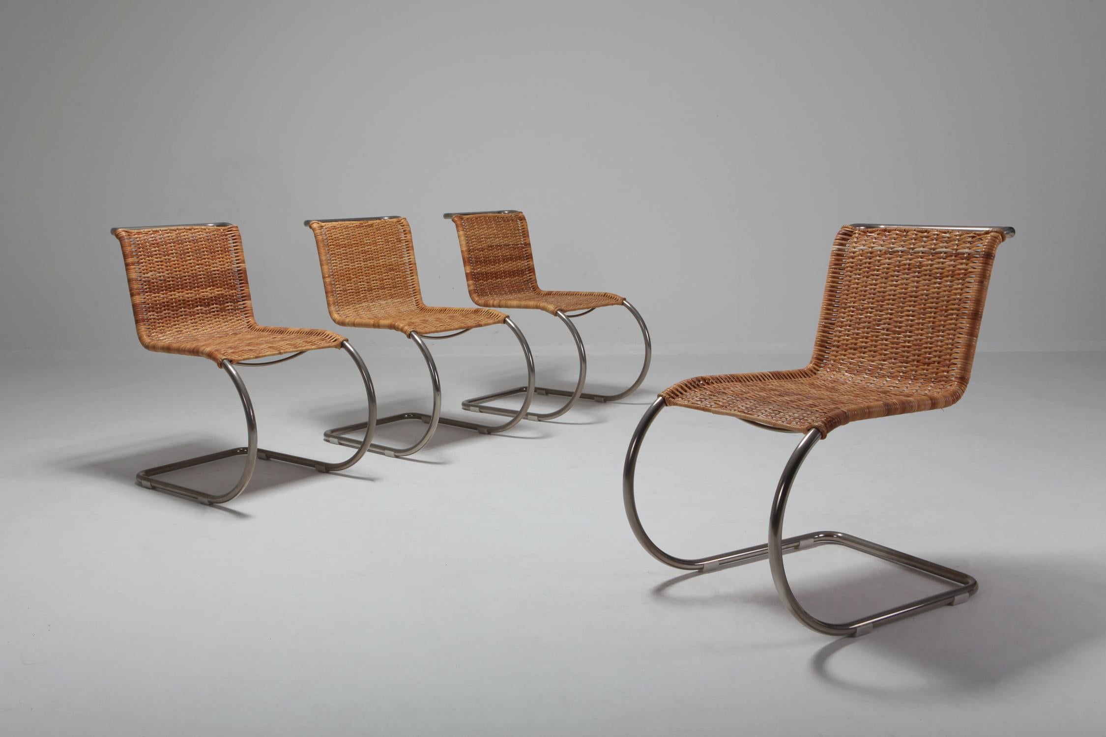 Cane Ludwig Mies van der Rohe Set of Four B42 Weissenhof Chairs by Tecta