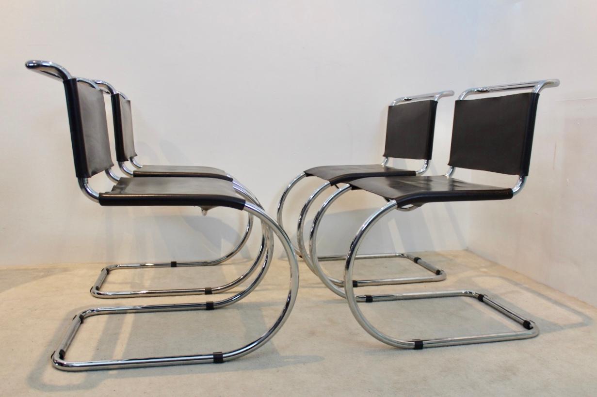 Ludwig Mies van der Rohe set of MR10 Cantilever Chairs in Chocolate Brown, 1960s 4