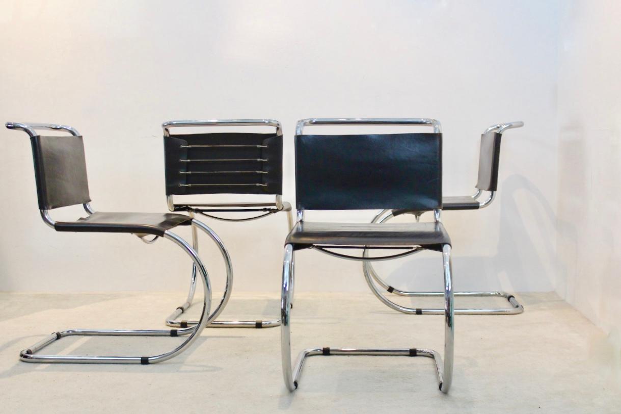 This 1927 design icon features chrome-plated tubular steel with cantilever seating from the mind of Ludwig Mies van der Rohe. Mies incorporated a new material and a new technology in the use of the cantilever principle. Mies van der Rohe began his