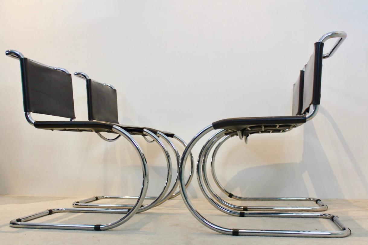 Ludwig Mies van der Rohe set of MR10 Cantilever Chairs in Chocolate Brown, 1960s 1