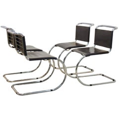 Ludwig Mies van der Rohe set of MR10 Cantilever Chairs in Chocolate Brown, 1960s