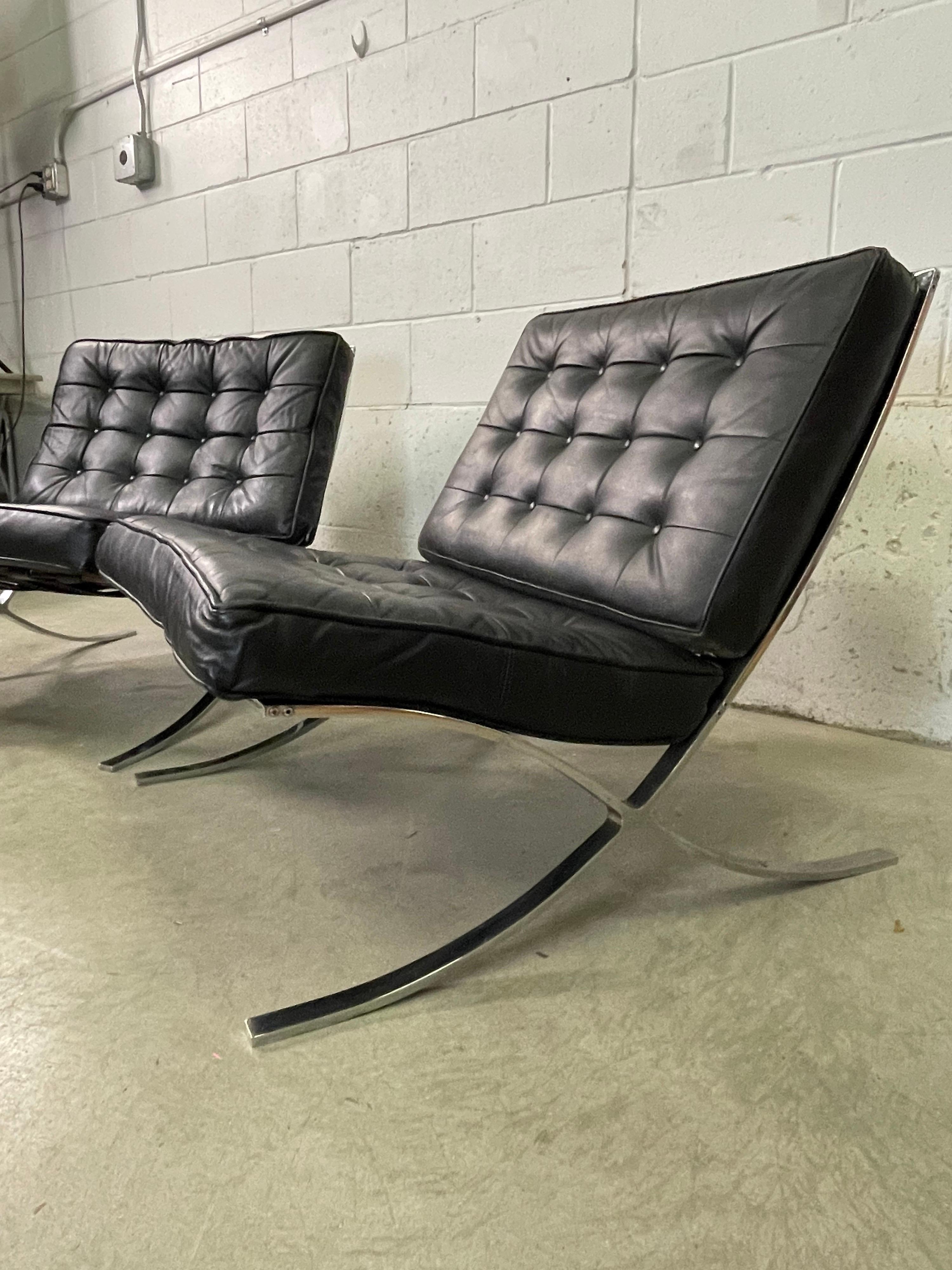 Ludwig Mies Van Der Rohe Style Barcelona Chairs, Pair In Good Condition In Amherst, NH