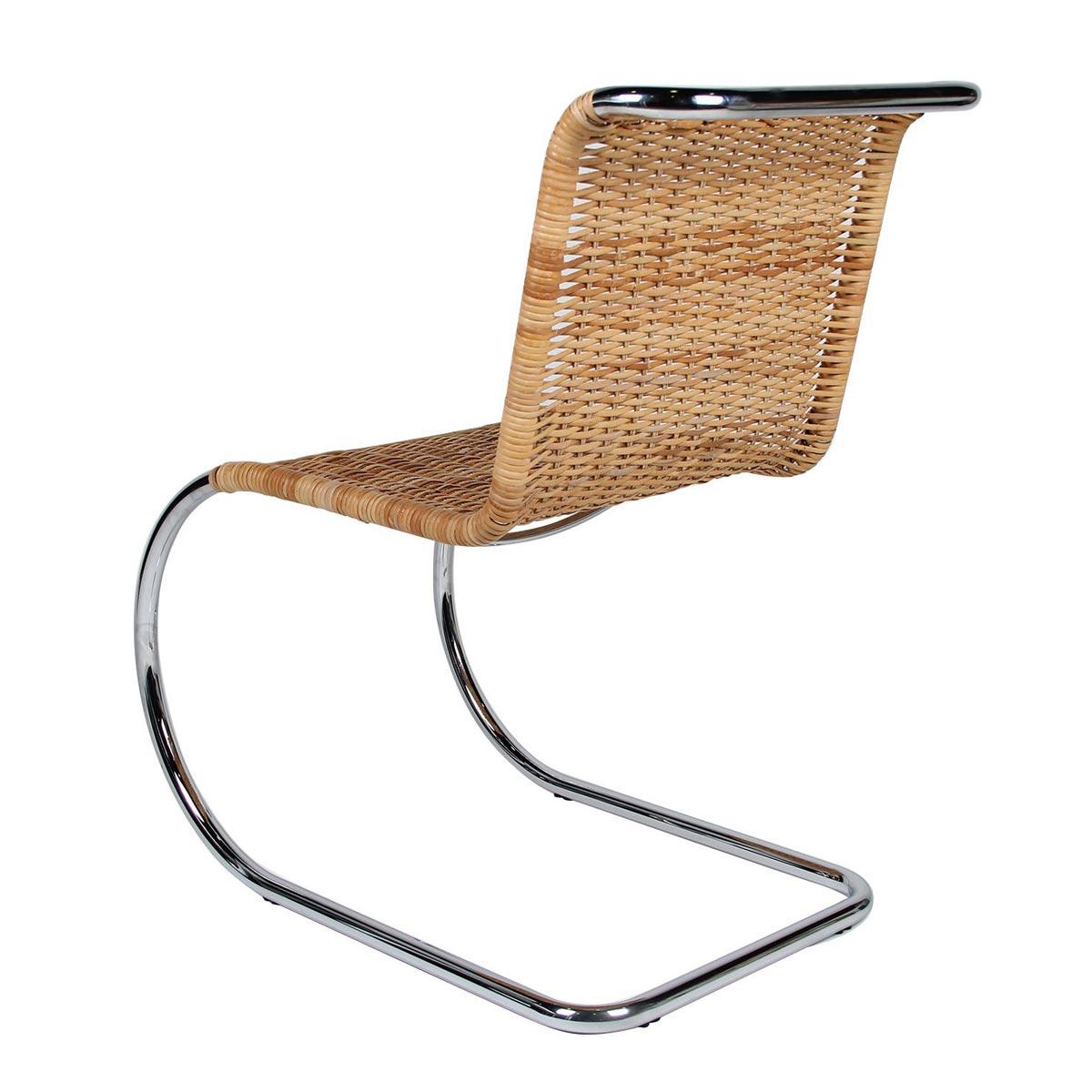 Plated Ludwig Mies van der Rohe Woven Cane Armless MR 10 Chairs for Alivar, 1980