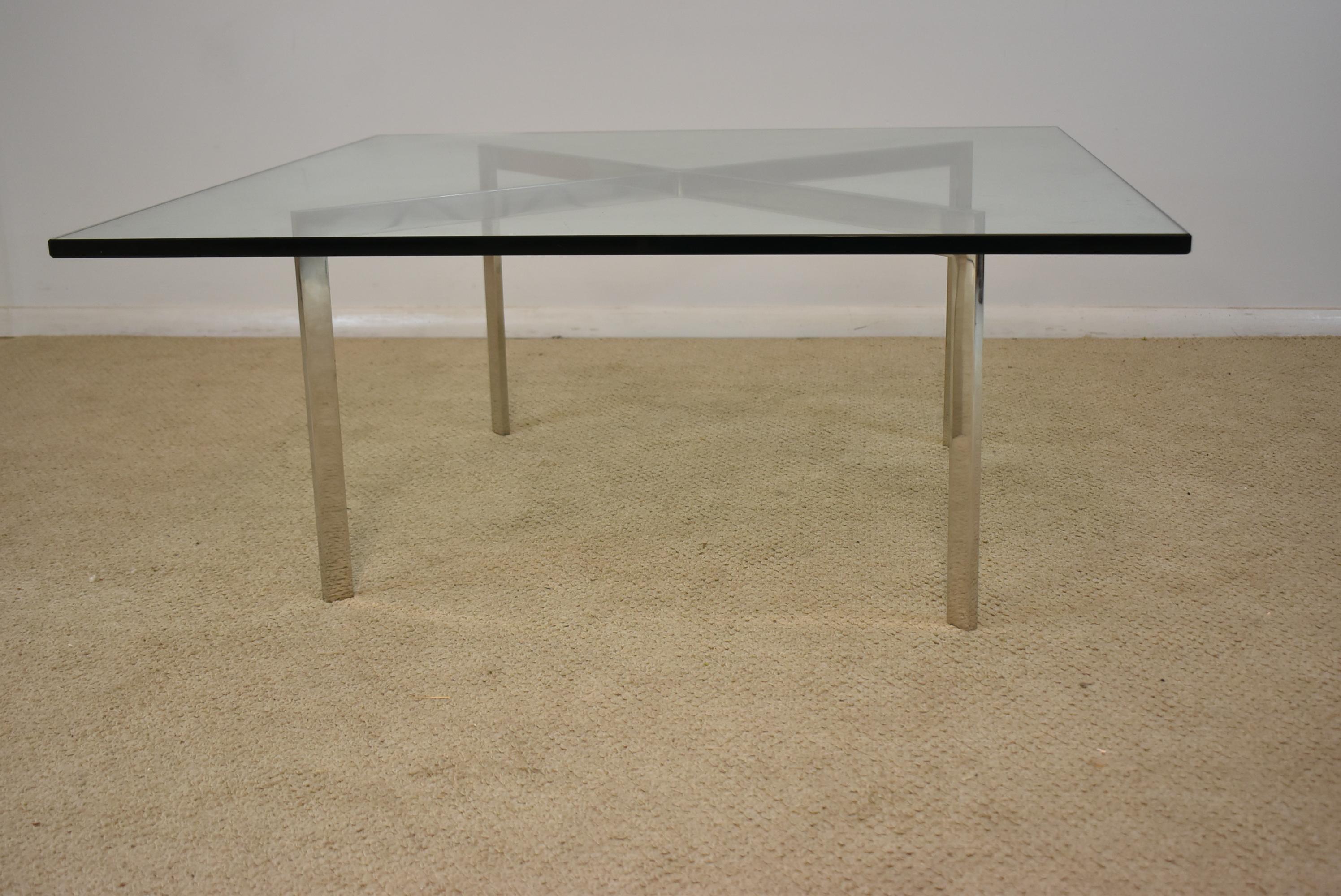 North American Ludwig Mies Von Der Rohe Chrome & Glass Barcelona Coffee Cocktail Table Knoll For Sale