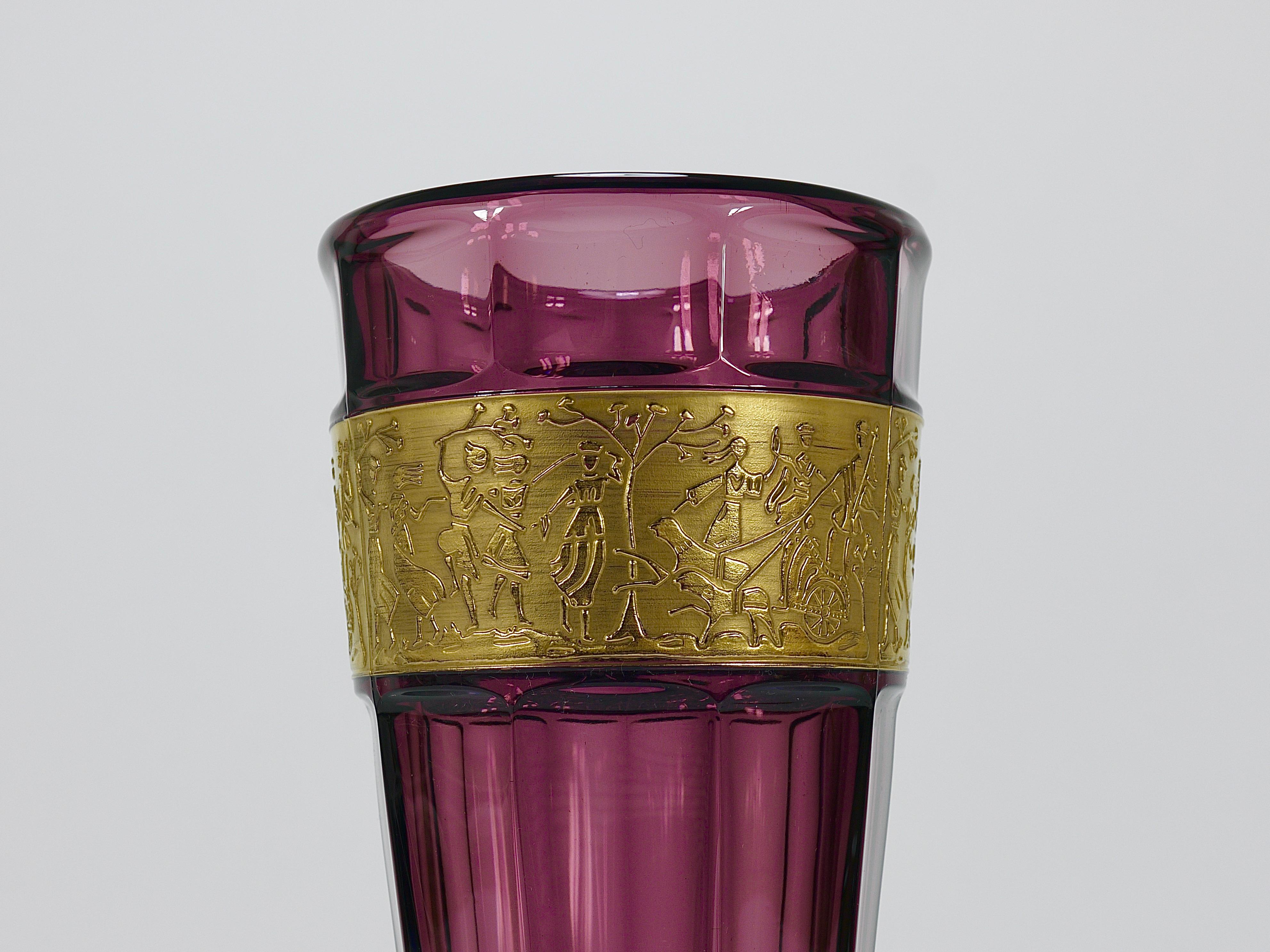 Czech Ludwig Moser Art Deco Amethyst Crystal Glass Vase, Fipop Series, Karlsbad, 1920s For Sale