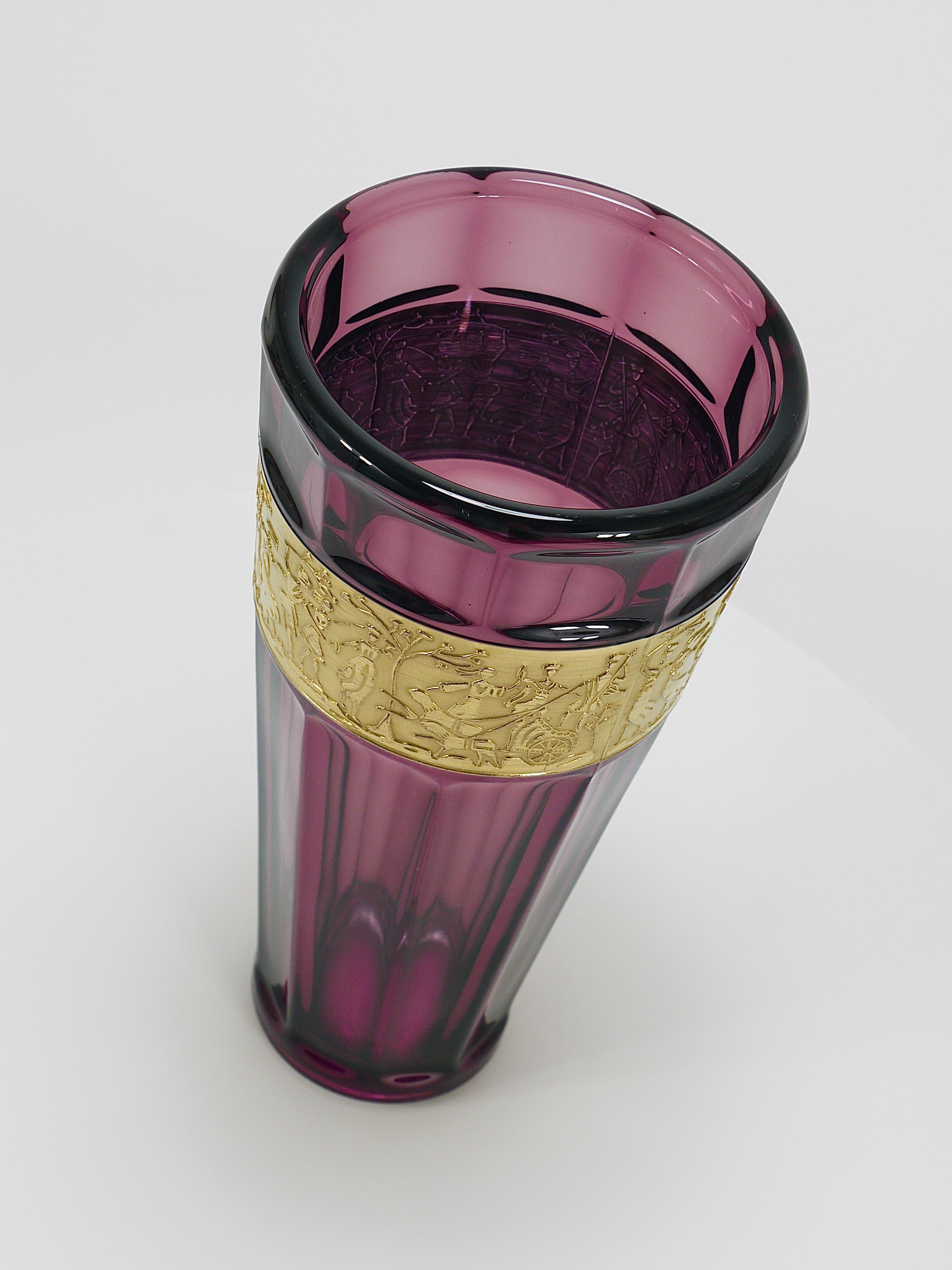 Ludwig Moser Art Deco Amethyst Crystal Glass Vase, Fipop Series, Karlsbad, 1920s For Sale 3