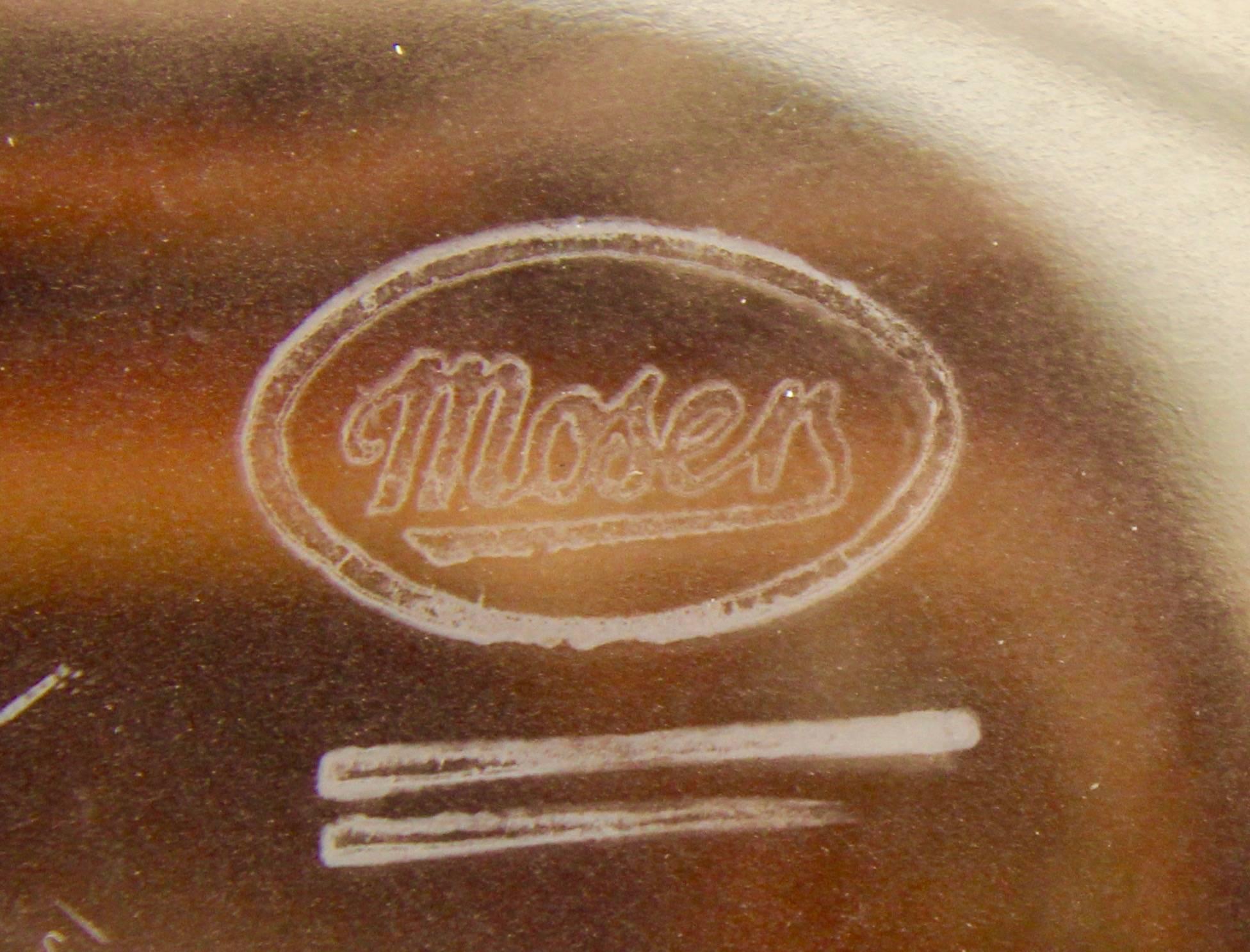 This popular Moser design was much-loved gift for men when it was first available as a plain, uncut decanter called 'Boss', but with this 'Ice' variation handmade oval panels (lenses) have been added, making it easier to keep firmly in the hand, and