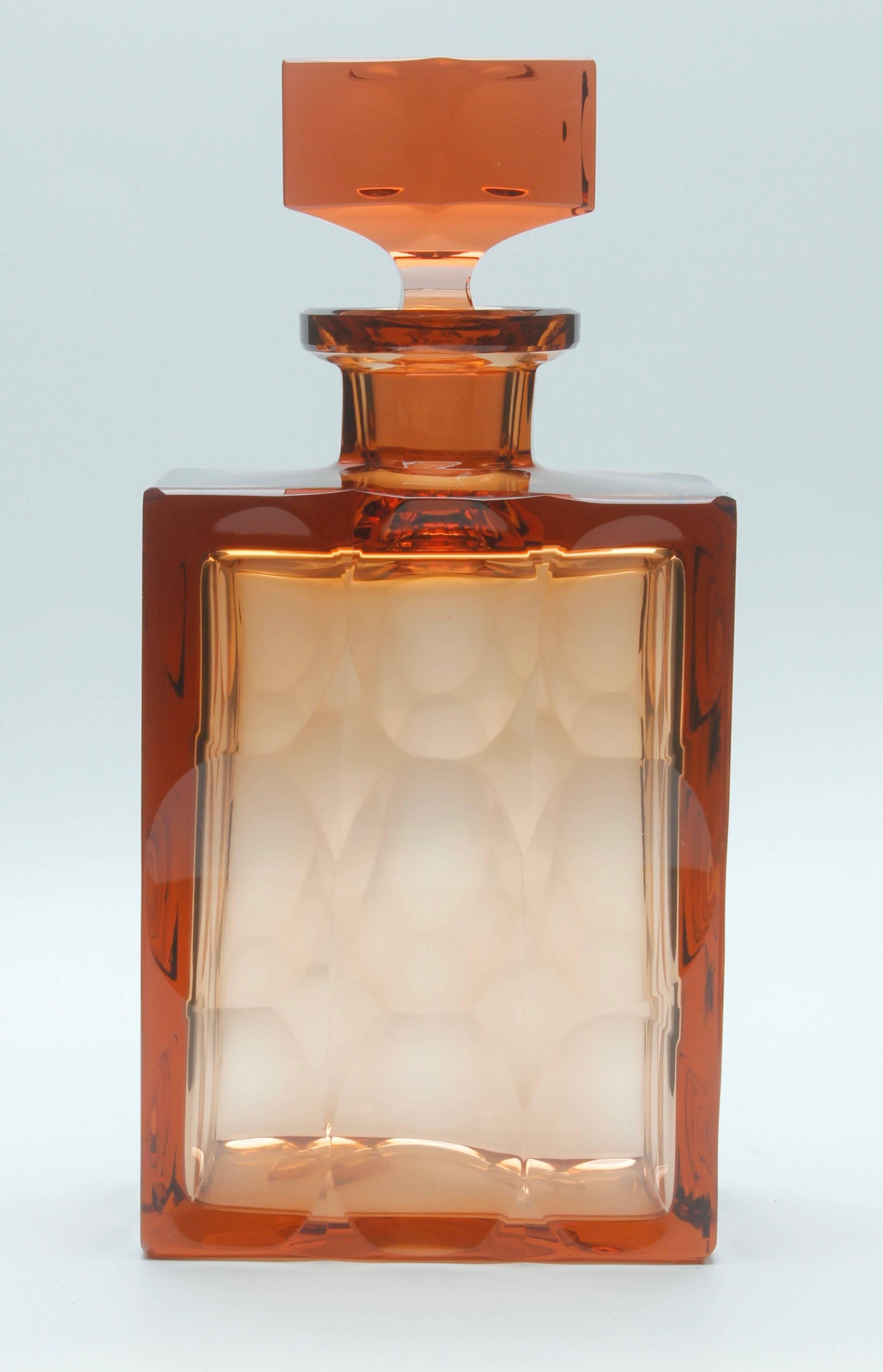 Ludwig Moser ‘Czechoslovakia’, Spirit Decanter 'Ice' in Rosaline Color In Excellent Condition In Verviers, BE
