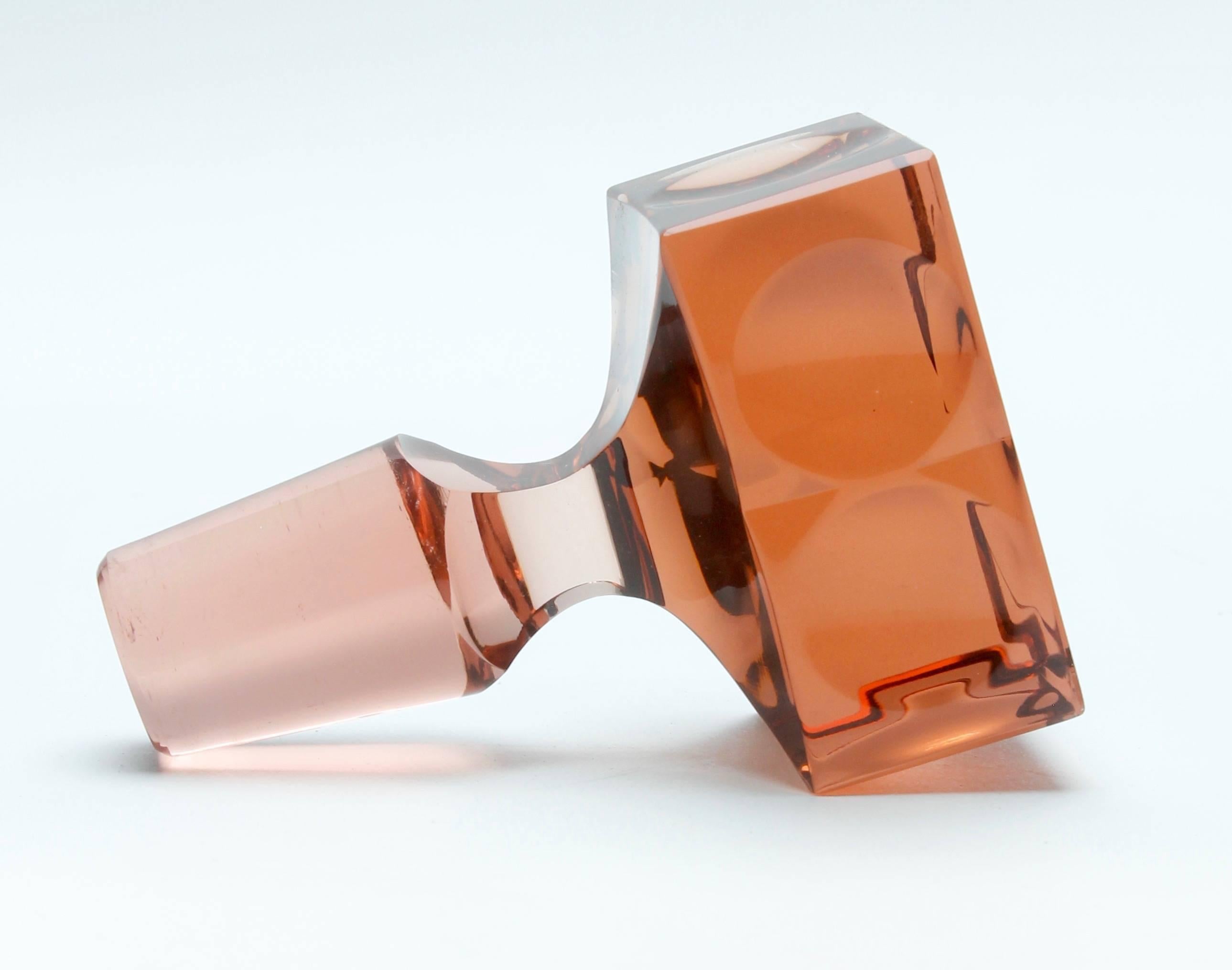 20th Century Ludwig Moser ‘Czechoslovakia’, Spirit Decanter 'Ice' in Rosaline Color