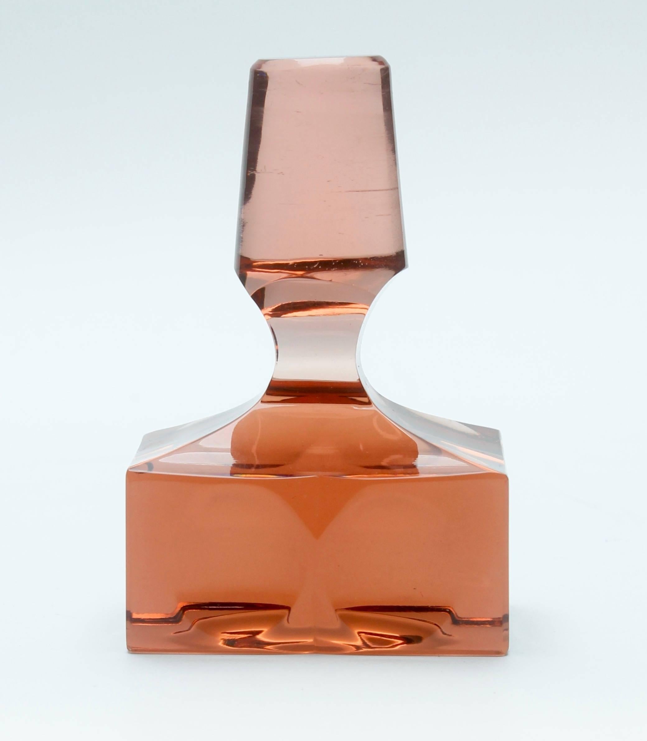 Crystal Ludwig Moser ‘Czechoslovakia’, Spirit Decanter 'Ice' in Rosaline Color