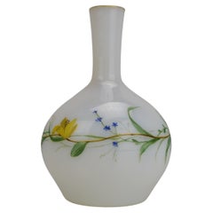 Ludwig Moser Mid-19th Century Opaline Glass Vase with Enameled Floral Design