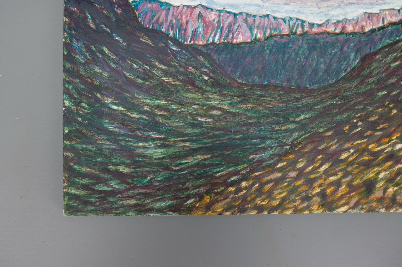 Ludwig Orny Pintura abstracta de paisaje, óleo sobre tabla, finales del siglo XX en venta 6