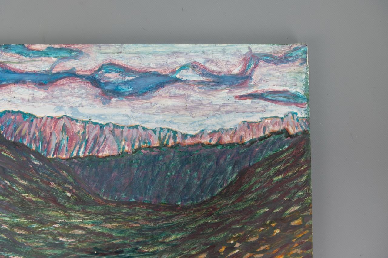 Ludwig Orny Pintura abstracta de paisaje, óleo sobre tabla, finales del siglo XX en venta 8
