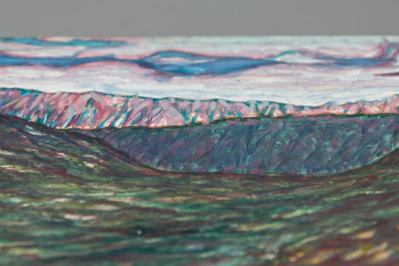Ludwig Orny Pintura abstracta de paisaje, óleo sobre tabla, finales del siglo XX en venta 10