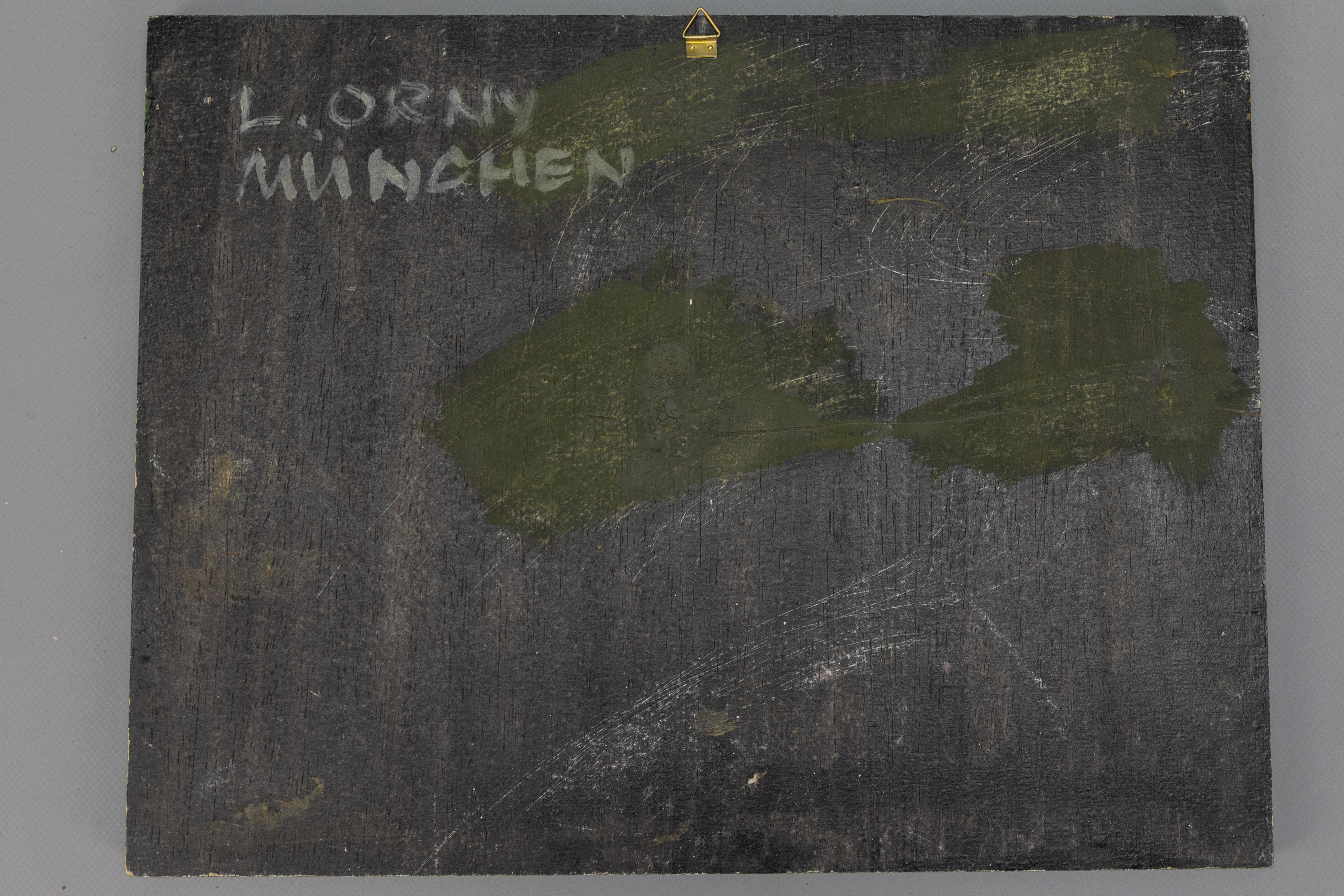 Ludwig Orny Pintura abstracta de paisaje, óleo sobre tabla, finales del siglo XX en venta 14