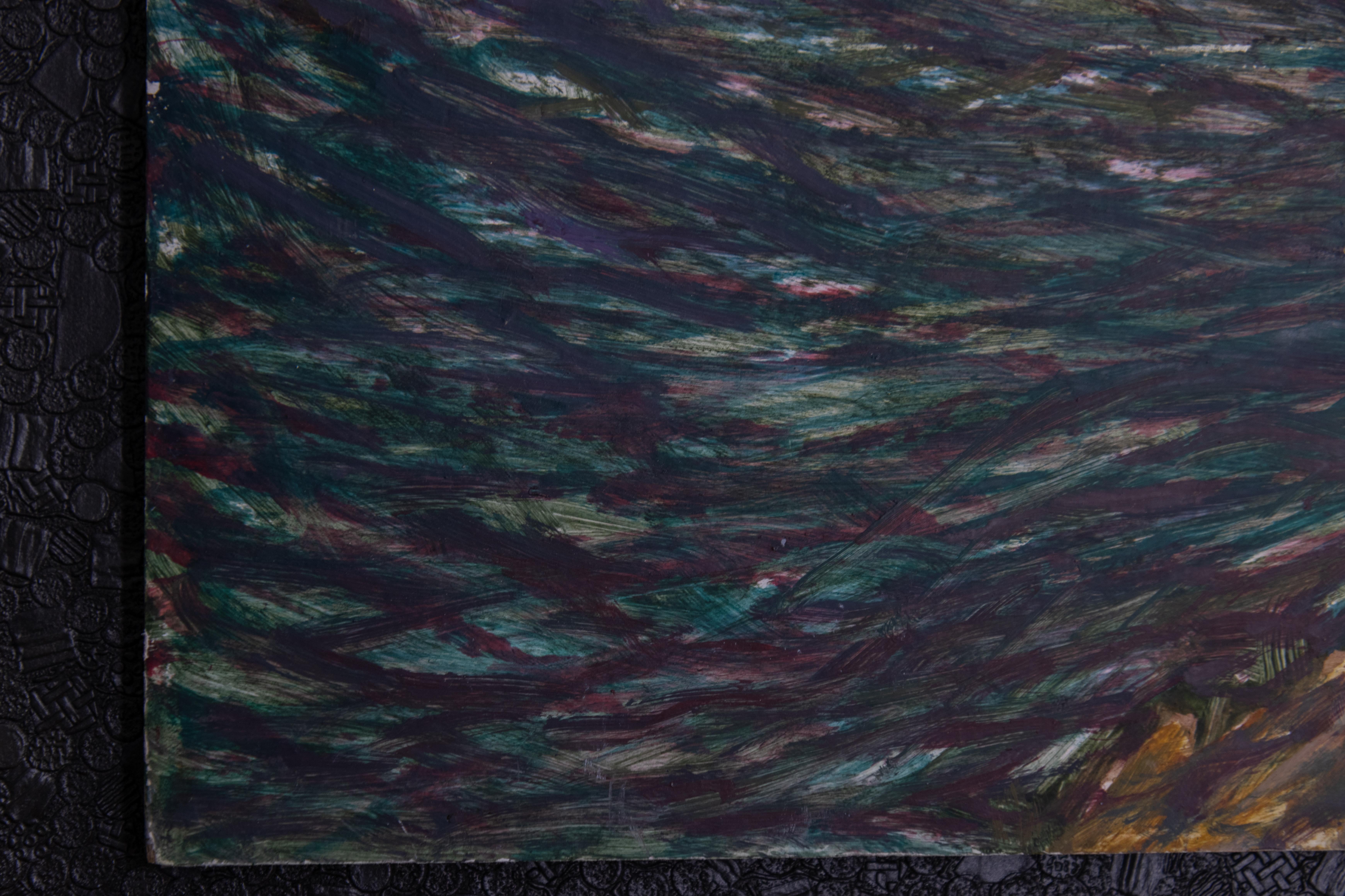 Ludwig Orny Pintura abstracta de paisaje, óleo sobre tabla, finales del siglo XX Alemán en venta