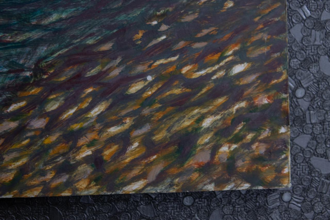 Ludwig Orny Pintura abstracta de paisaje, óleo sobre tabla, finales del siglo XX Pintado en venta