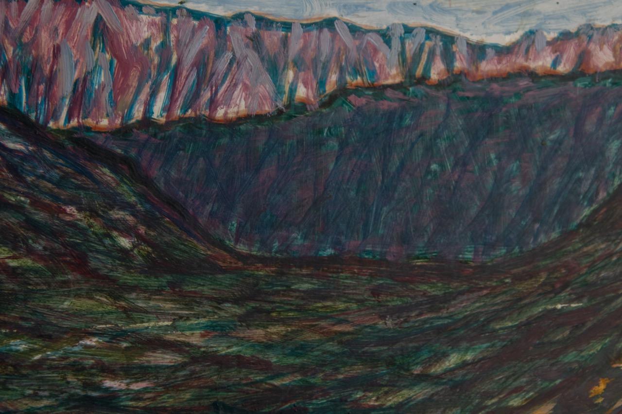 Ludwig Orny Pintura abstracta de paisaje, óleo sobre tabla, finales del siglo XX en Bueno estado para la venta en Barntrup, DE