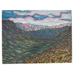 Ludwig Orny Pittura astratta di paesaggio, olio su pannello, fine XX secolo
