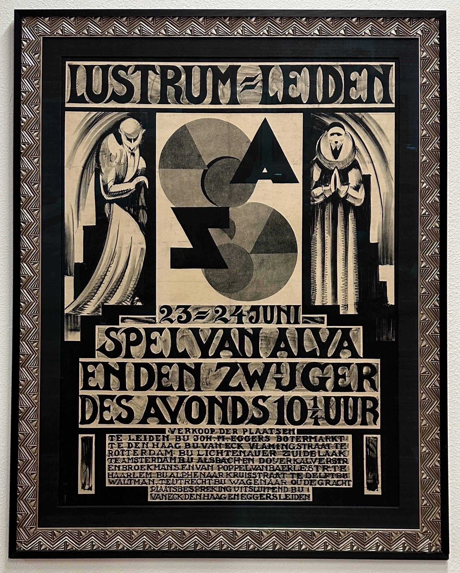 Ludwig Oswald Wenckebach 1924 Dutch Poster for Leiden University In Good Condition For Sale In Palm Springs, CA