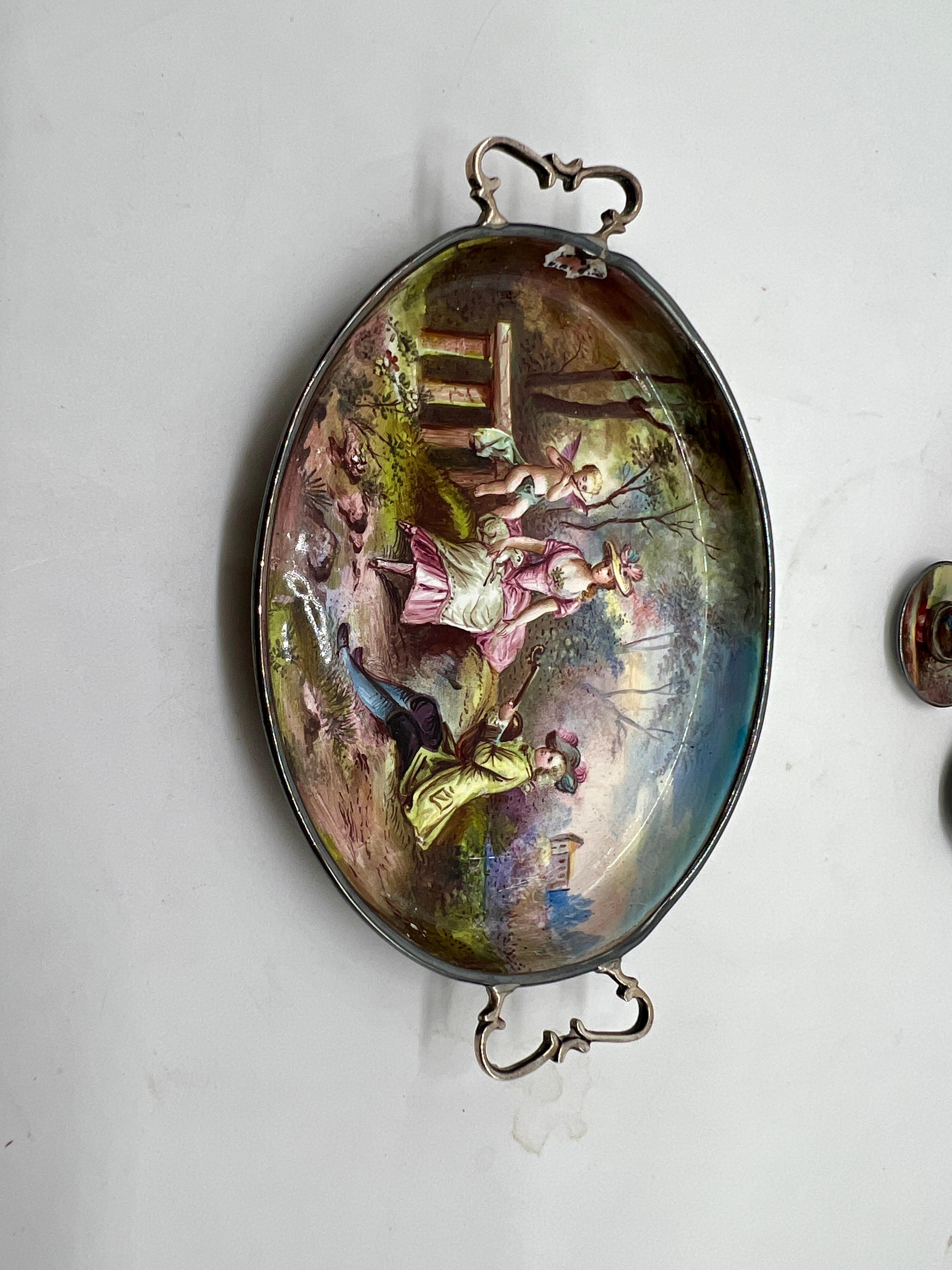 Ludwig Politzer, Viennese Enamel Sterling Silver 19th Century Miniature Tea Set 1