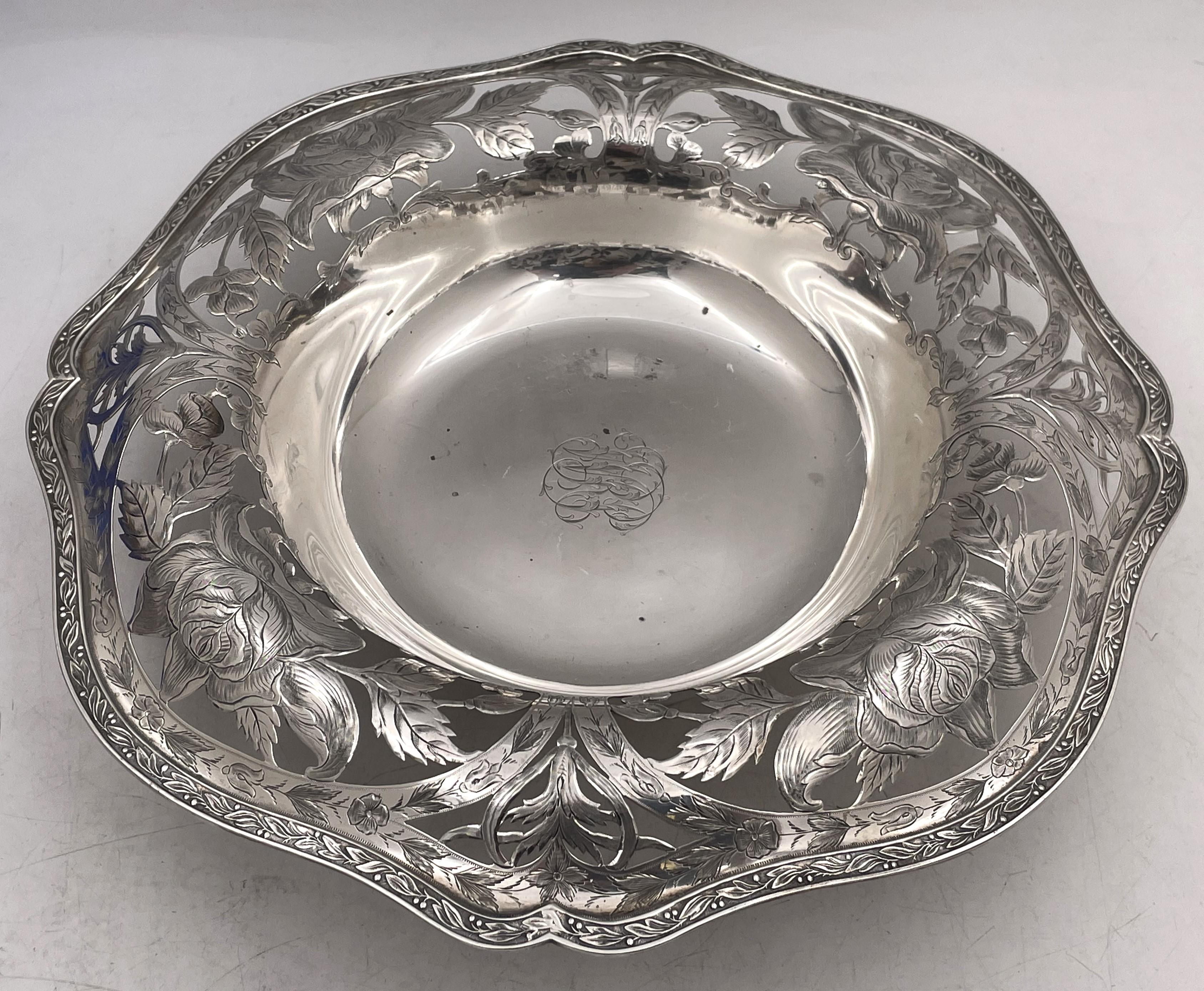 American Ludwig, Redlich & Co. Sterling Silver 1890s Centerpiece Bowl Art Nouveau Style For Sale