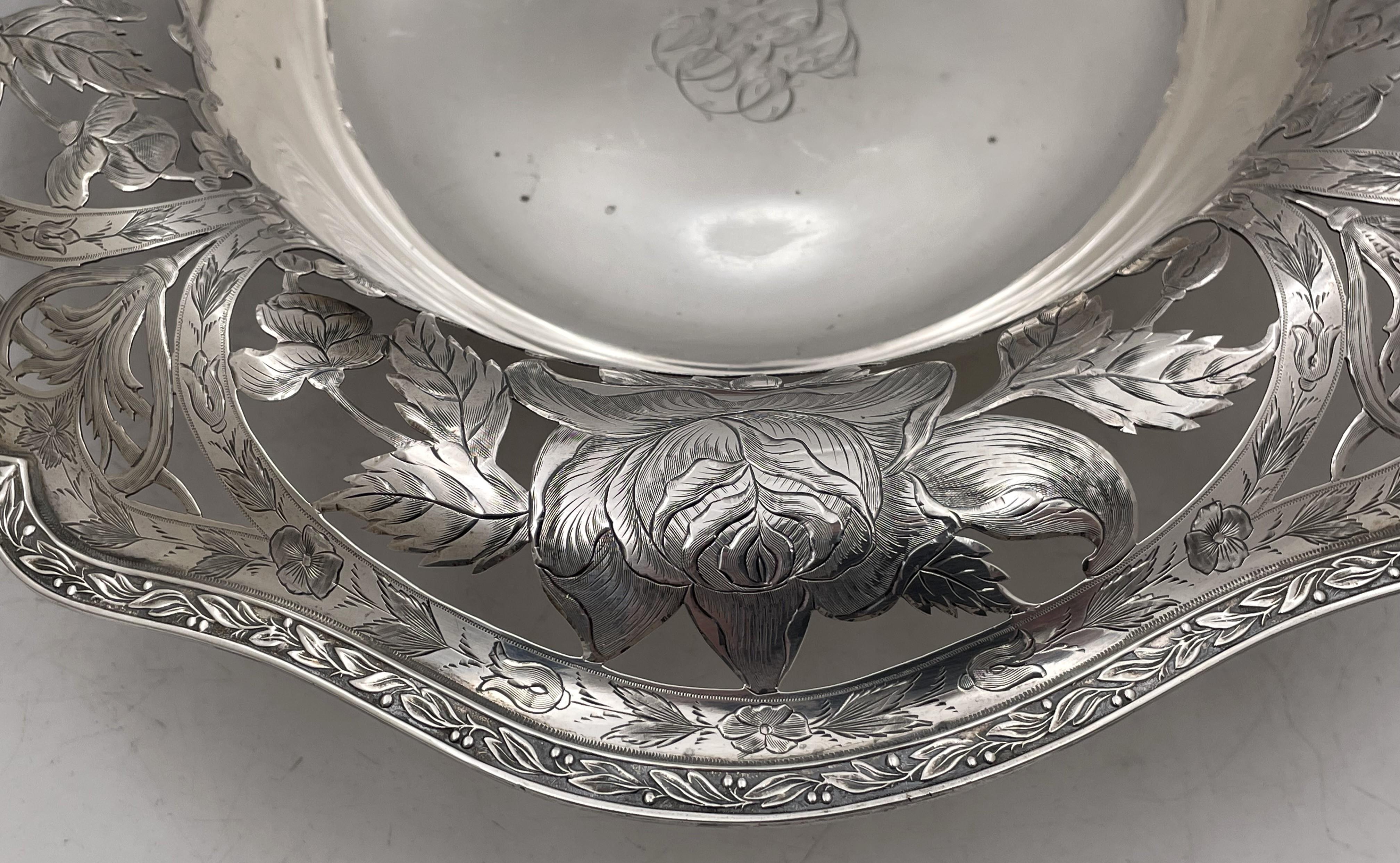 Ludwig, Redlich & Co. Sterling Silver 1890s Centerpiece Bowl Art Nouveau Style In Good Condition For Sale In New York, NY