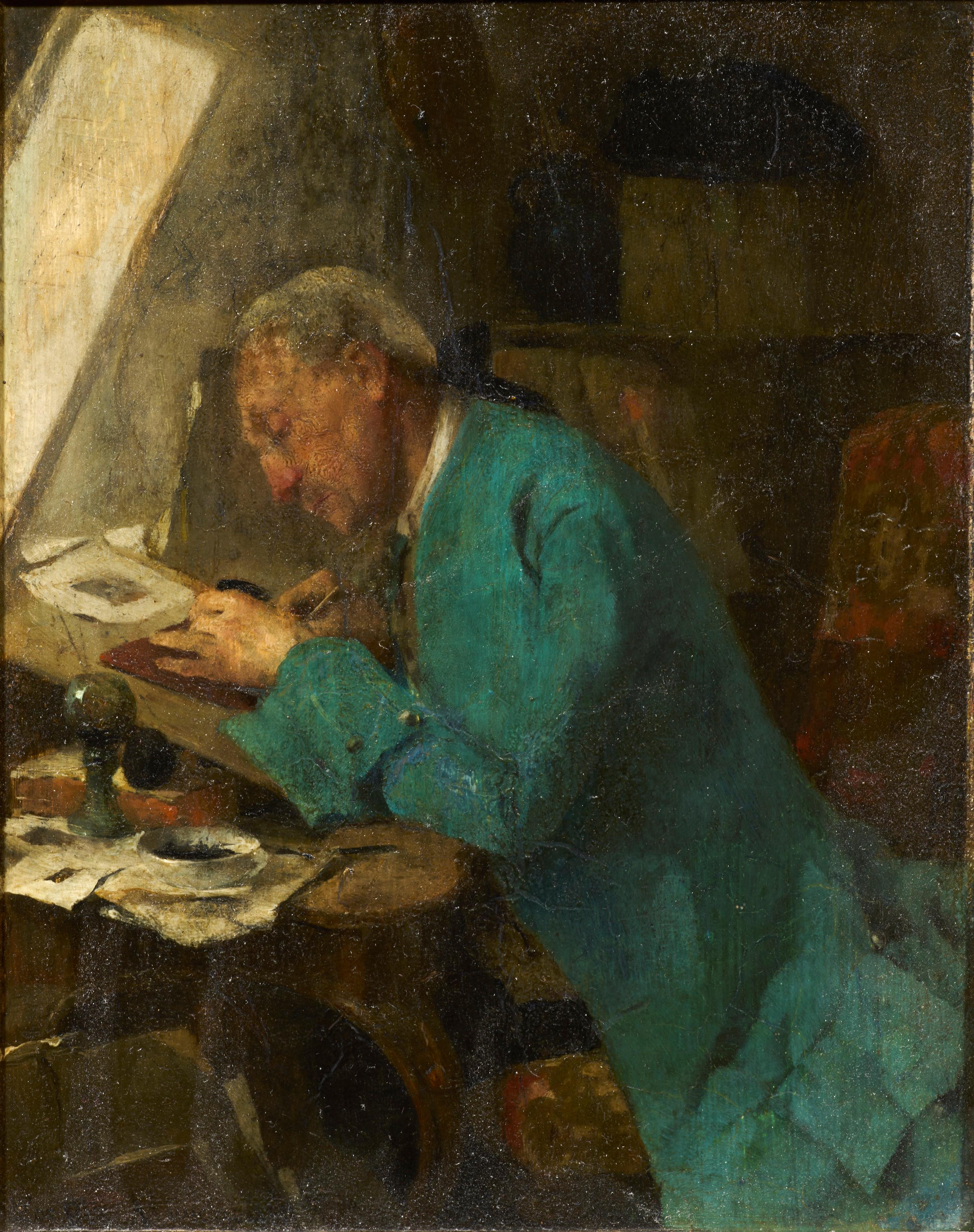 Ludwig van Löfftz (1845-1910) The Artist at Work, oil on panel