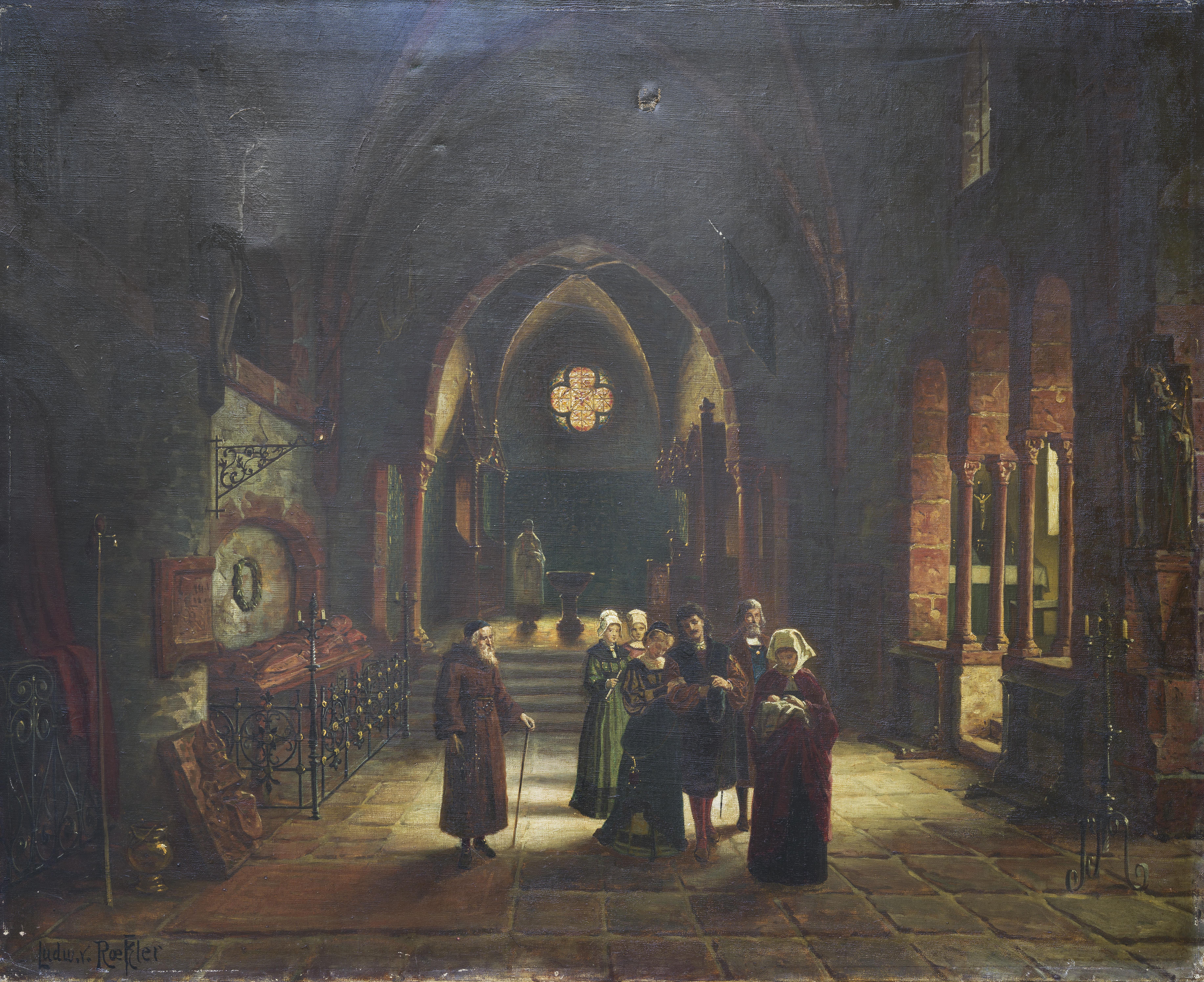 Nach der Taufe - Painting by Ludwig von Roekler