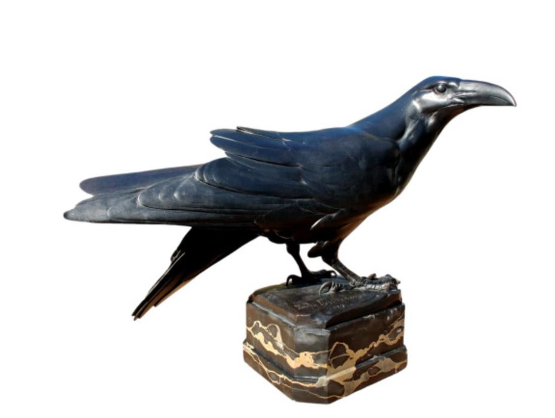 Corvo con preda - bronzo di Ludwig Vordermayer (1868-1933), Fonte Noack Friedena