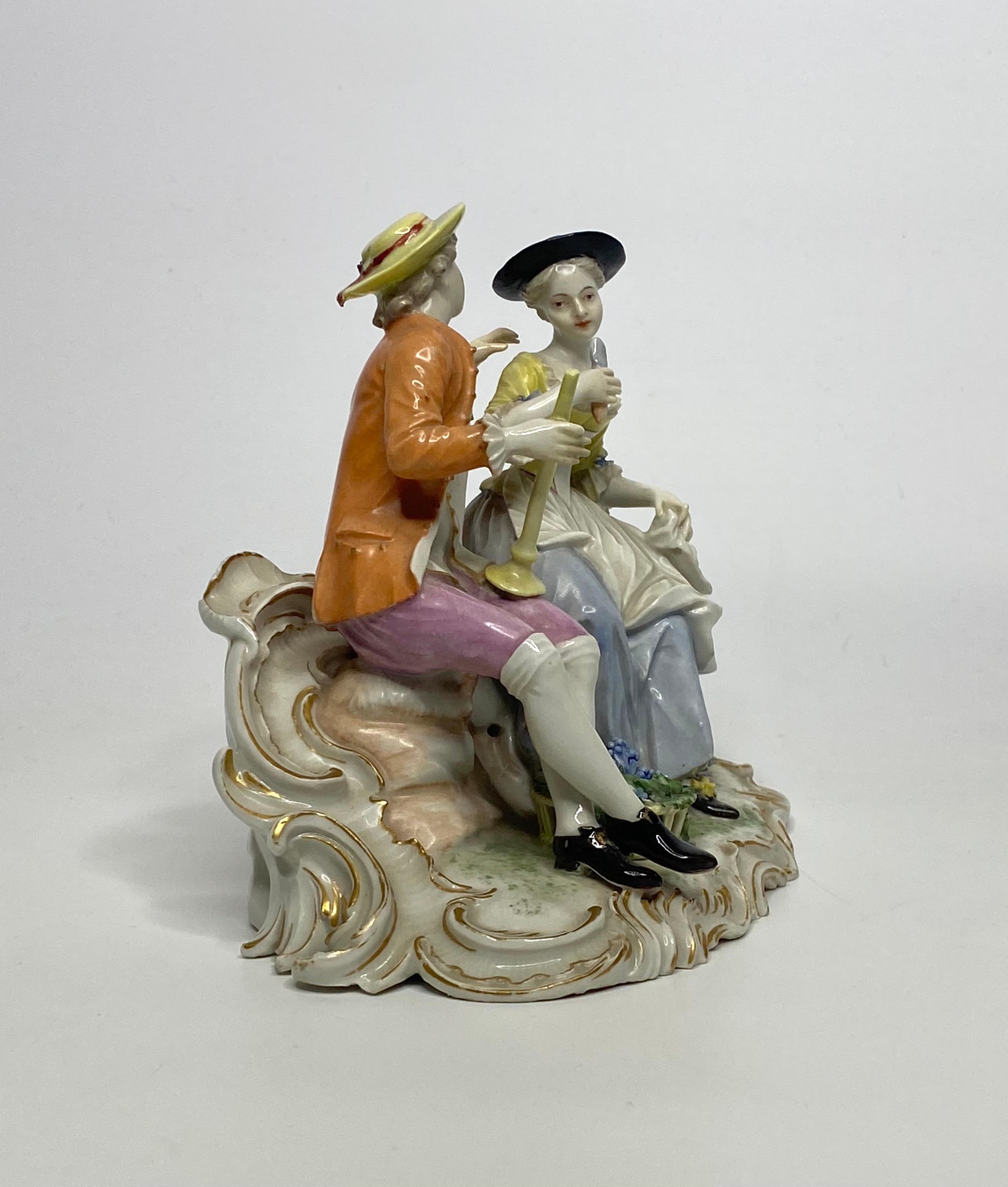 Georgian Ludwigsburg porcelain group, J.C. Haselmeyer, c. 1770. For Sale