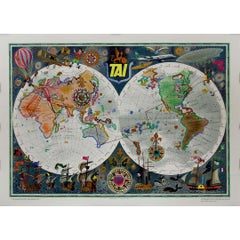 Cartel original de 1950 de Luc-Marie Bayle para TAI - Mapa del mundo