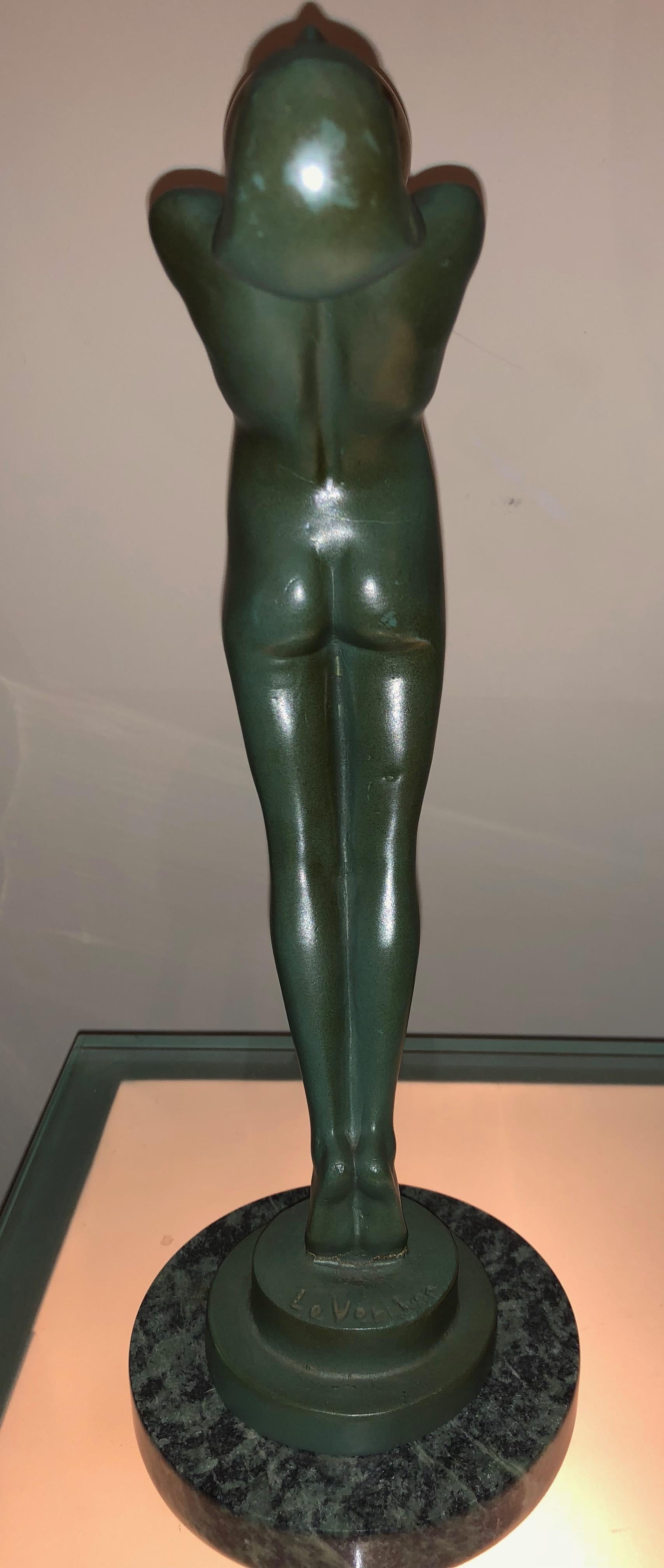 Lueur Klassische Aktstatue im Art déco-Stil von Max Le Verrier 5