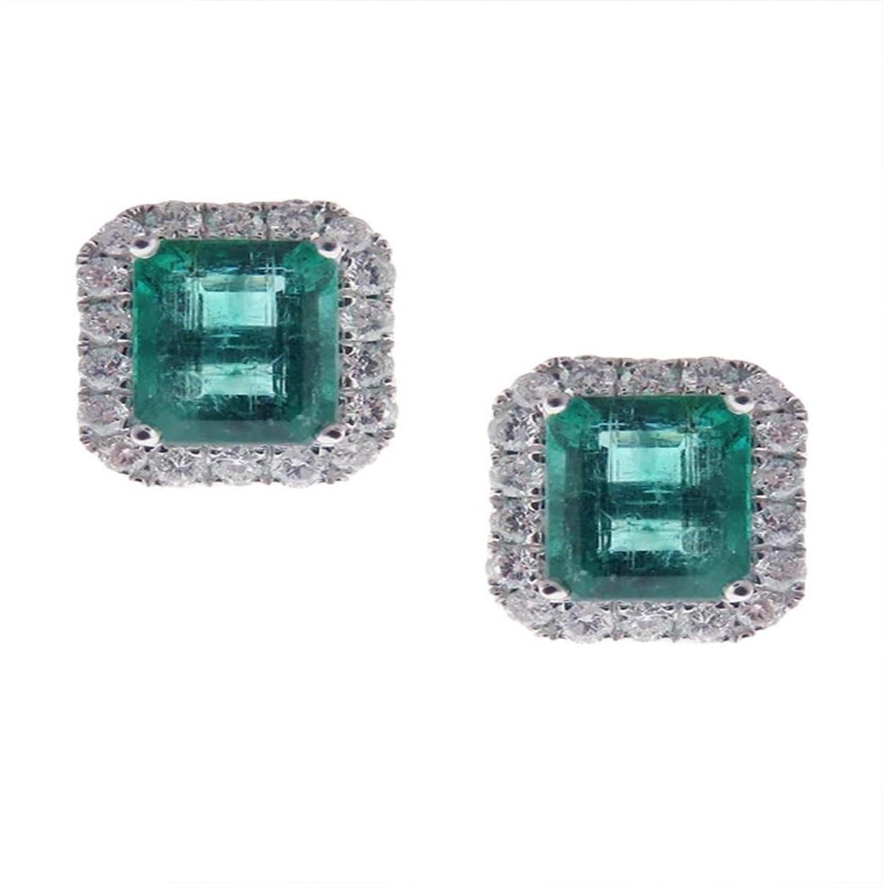 Modern Lufan Emerald Studs For Sale