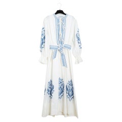 Lug Von Siga 2023 Robe Maxi FR40 Embroided White Cotton Maxi Dress UK12 US10